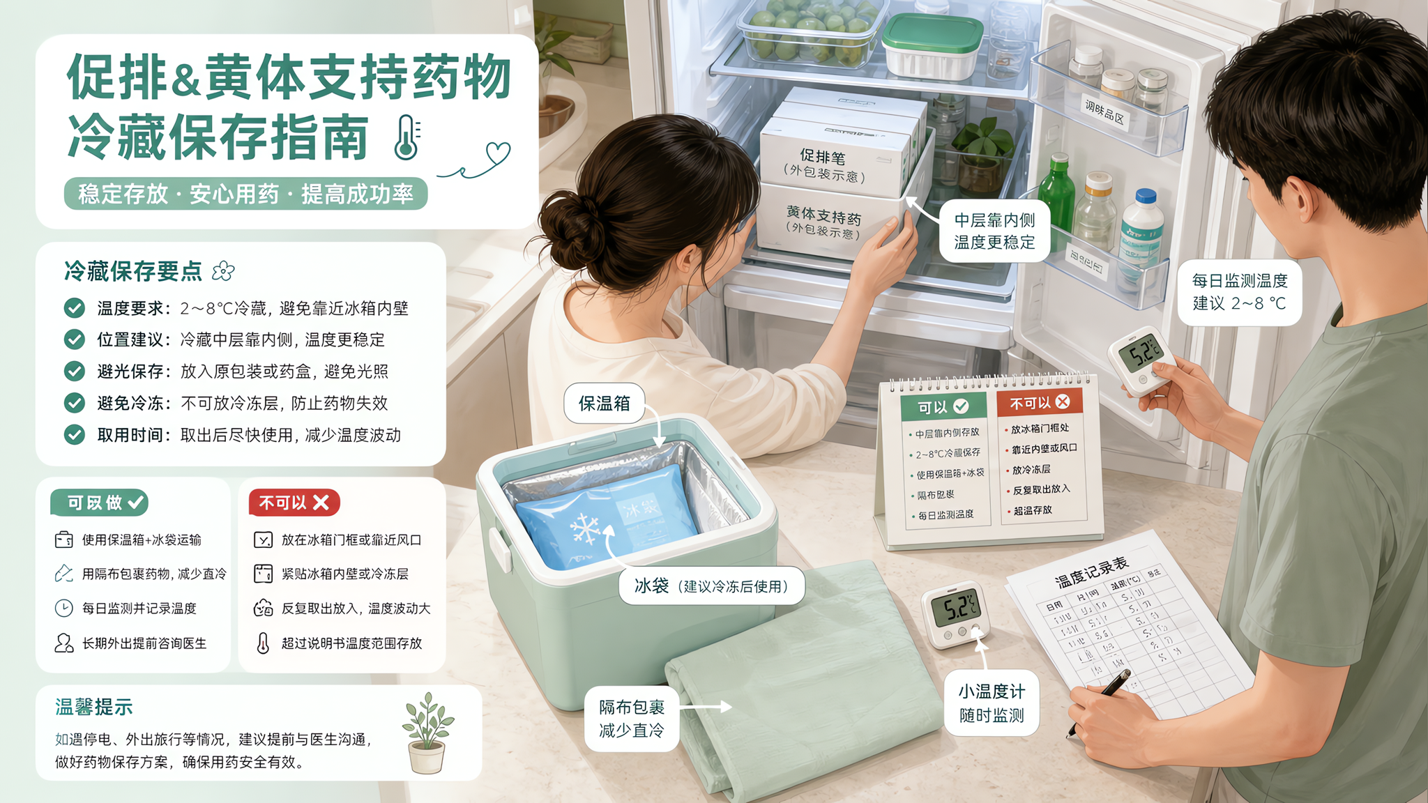 夏天带促排笔出门别乱放：冰箱分层和外出保温一张表