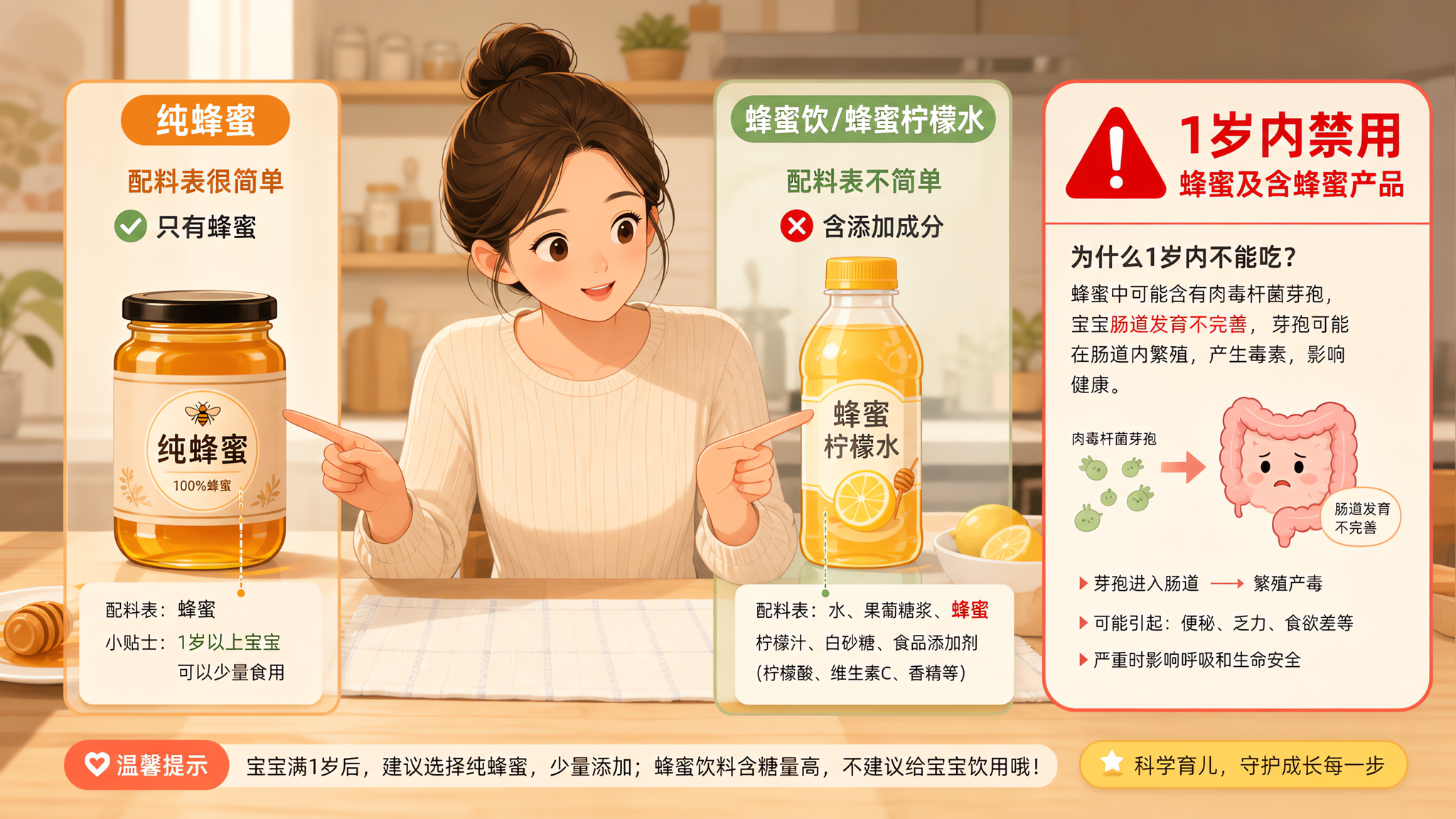 蜂蜜水别随便给娃喝：1岁内禁用，蜂蜜饮更要警惕