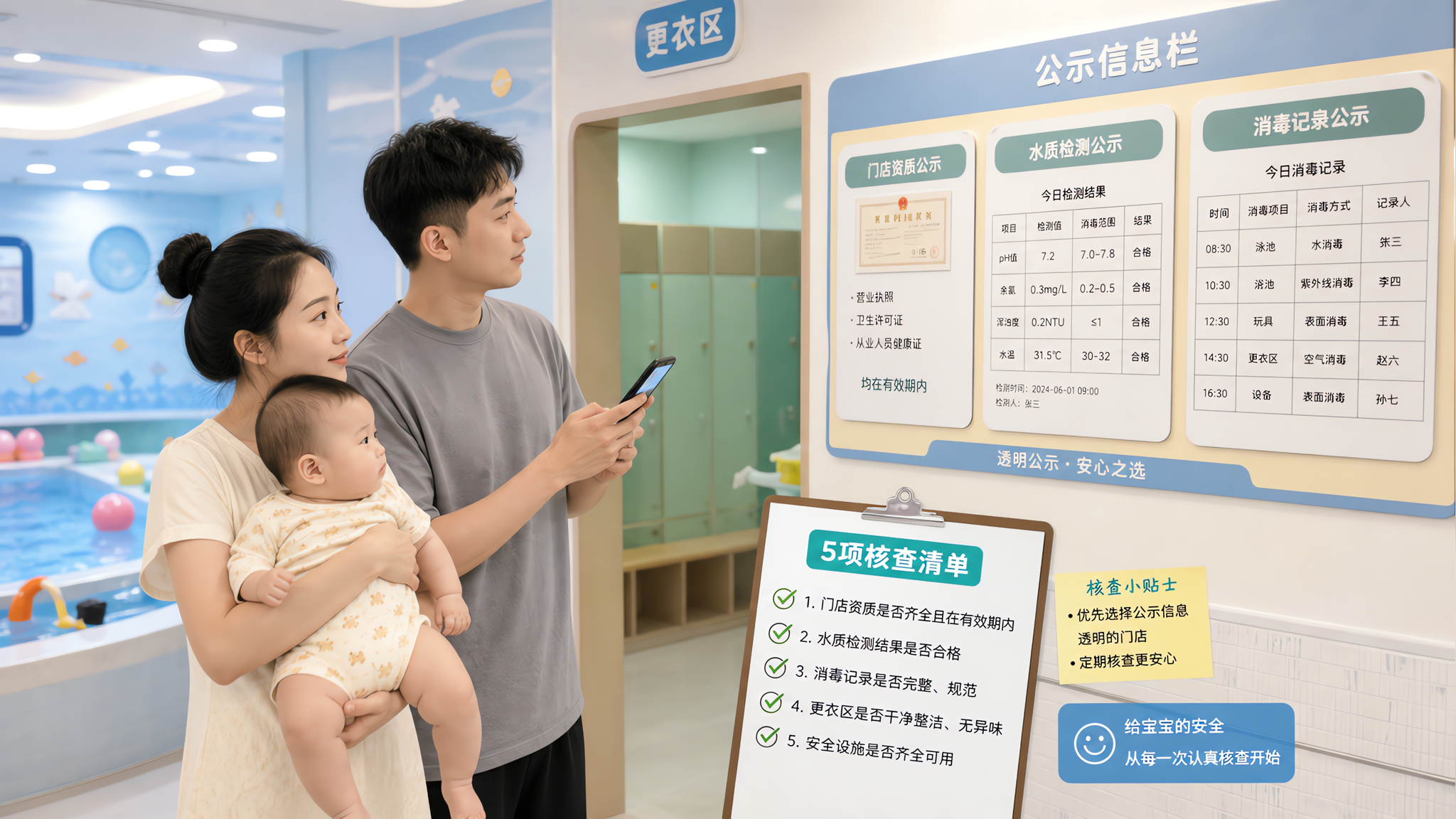 夏天带娃游泳别只看水清不清 进店先核查这5处