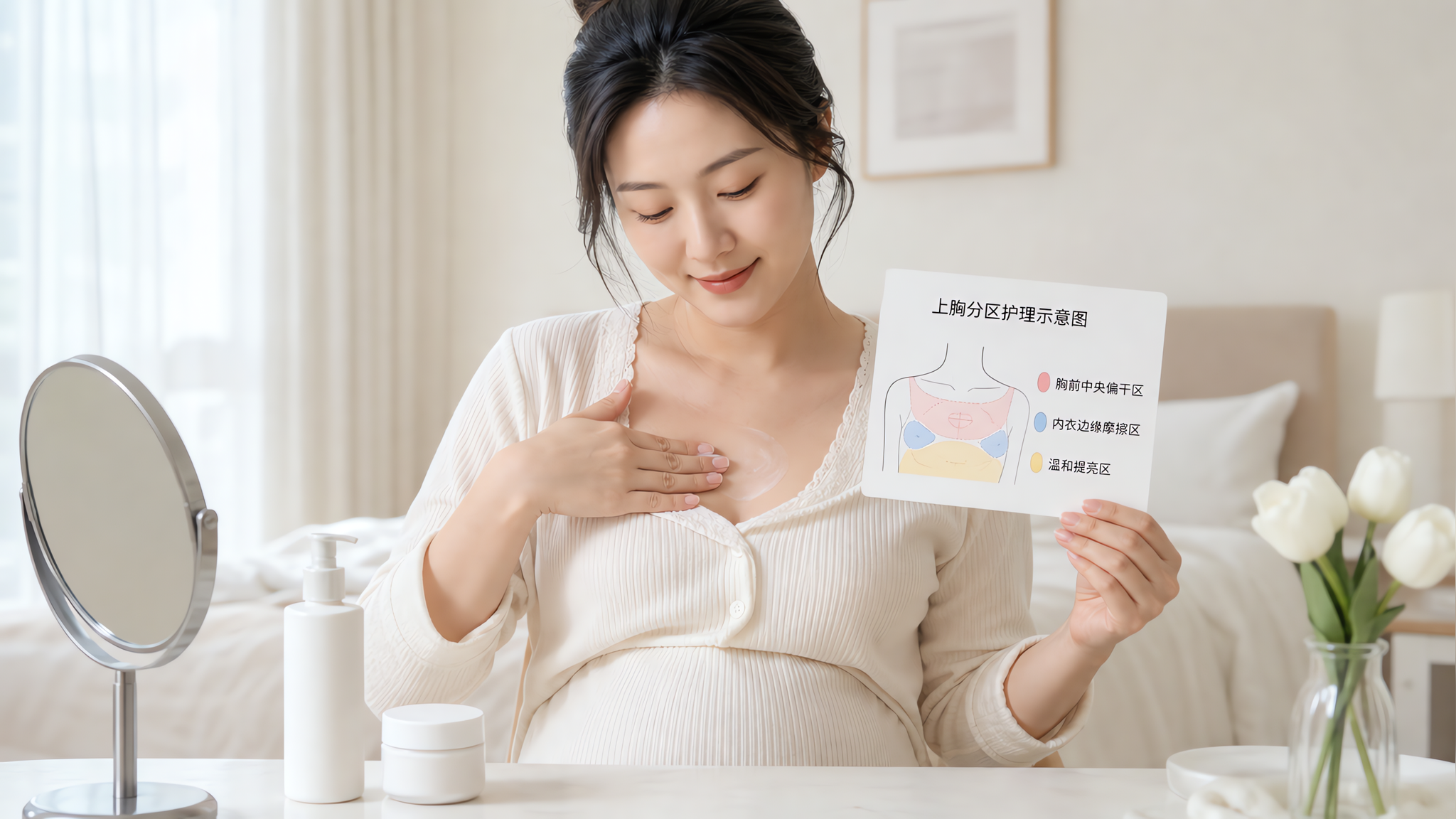 孕期上胸干纹泛红别硬扛：分区3步更稳