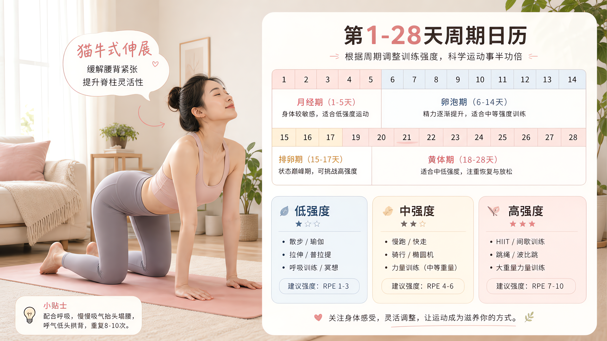 经期别硬扛：按这3档练，舒服不掉节奏