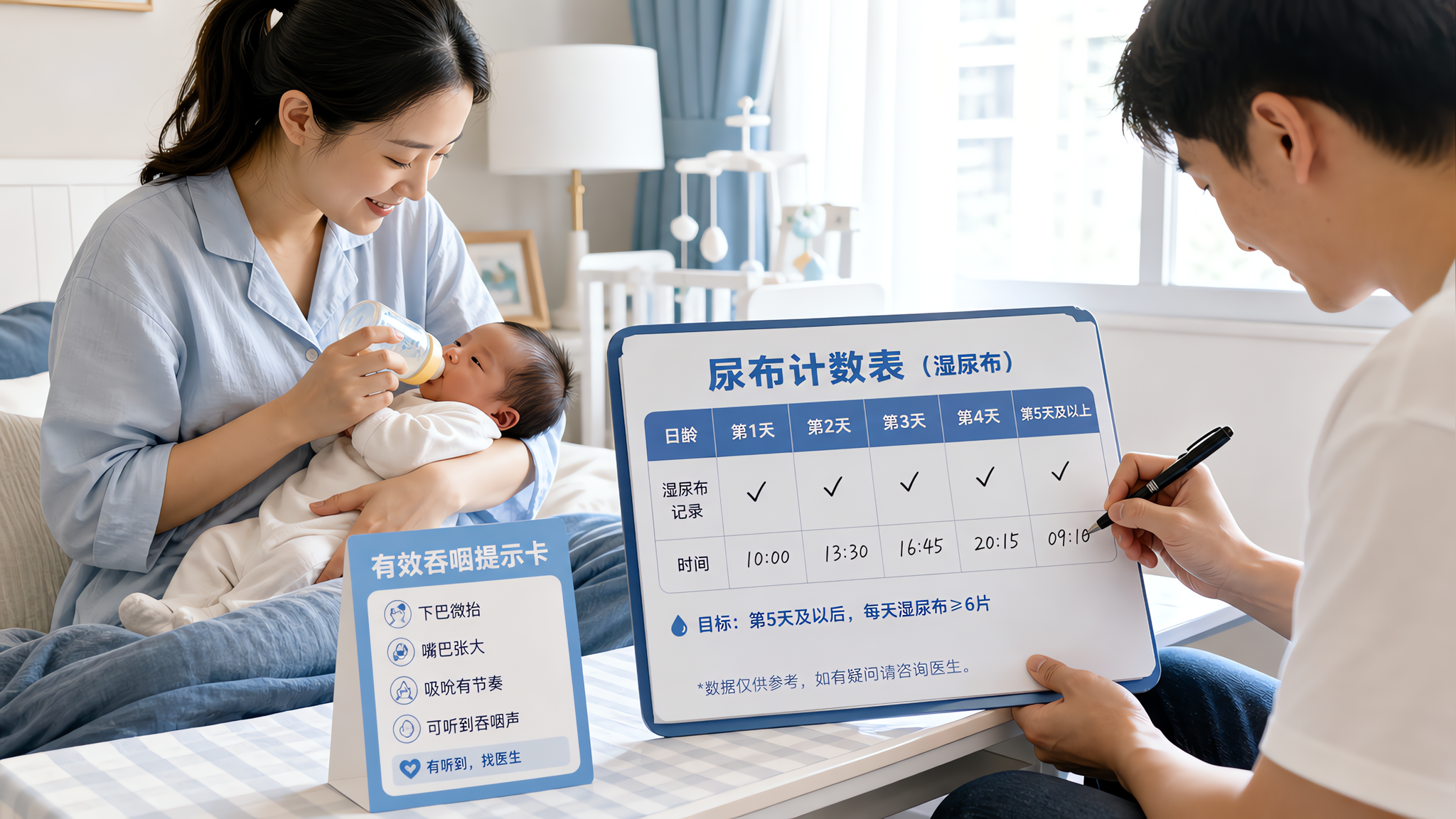 宝宝尿少像缺水？先看湿尿布和有效吞咽