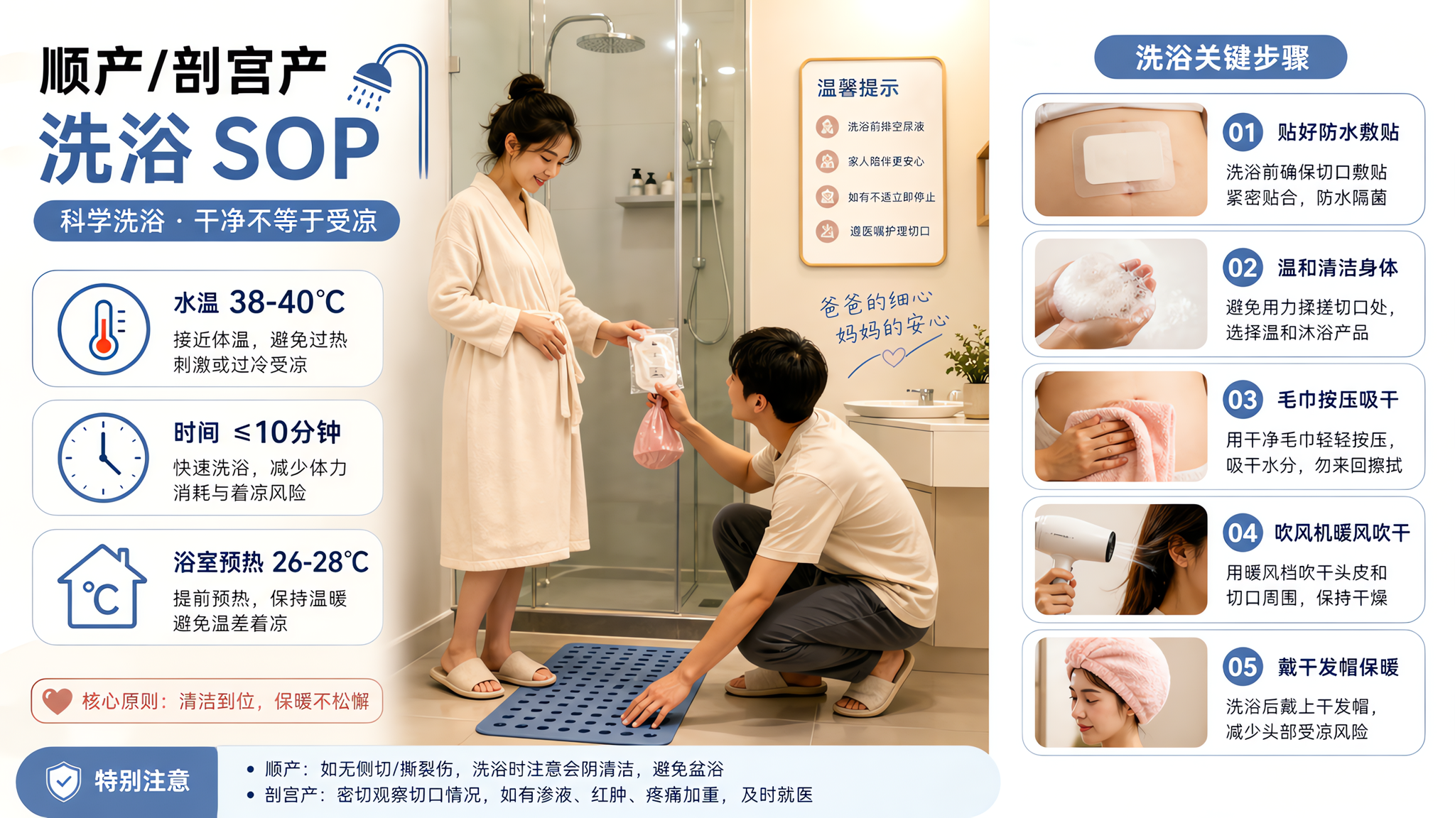 月子别硬扛不洗：顺剖洗澡时间表和防感染步骤