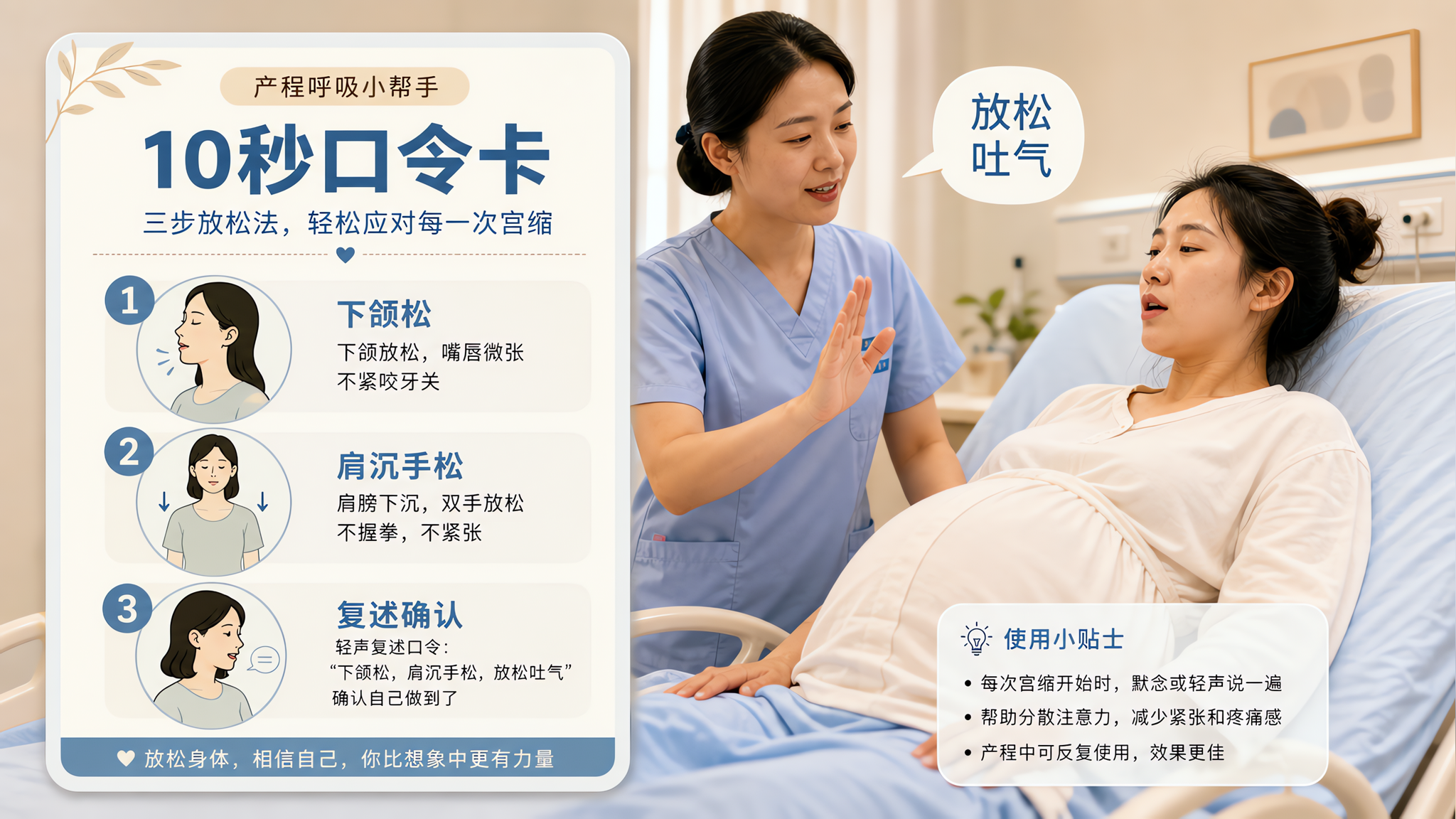 助产士喊“别使劲”时 10秒口令卡照做就行