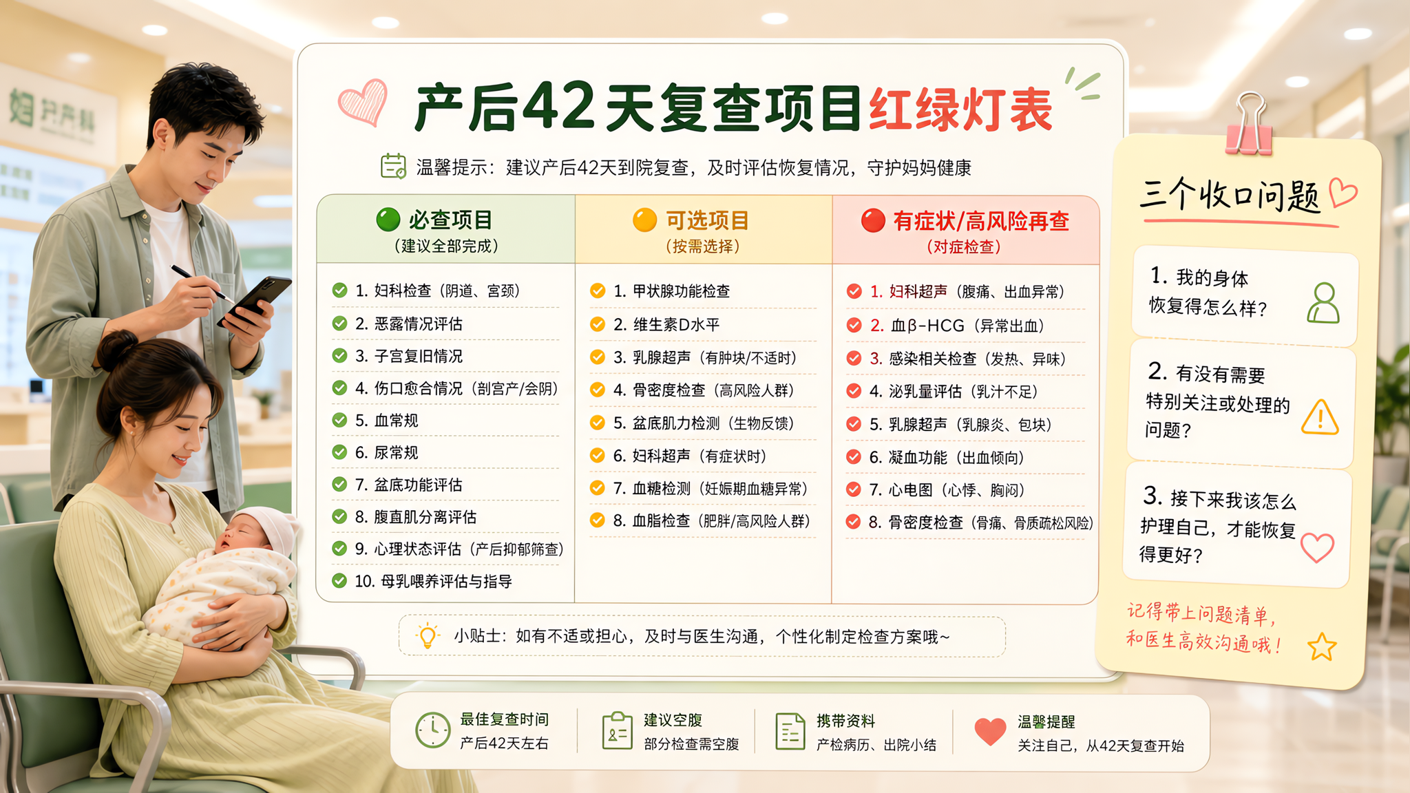 产后42天复查别被套餐牵着走：一张红绿灯表搞定