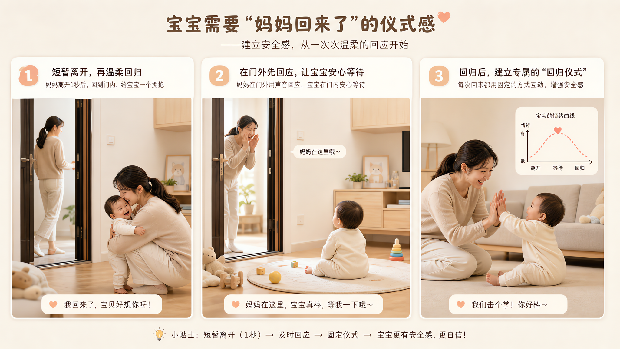 宝宝一看不见你就哭？3个小游戏做分离焦虑预演