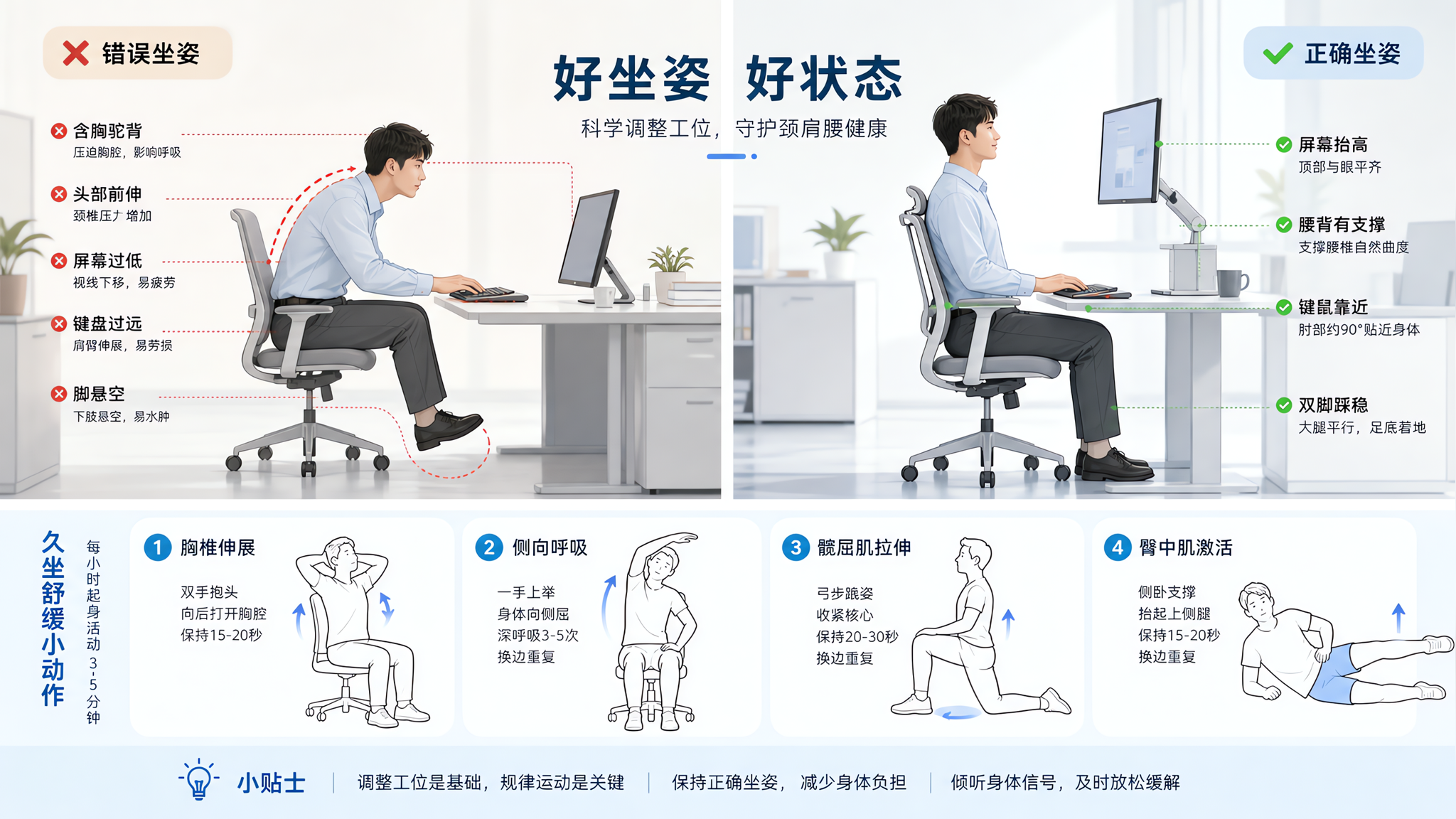 肩颈紧不是单点故障：从呼吸到髋的久坐连锁反应