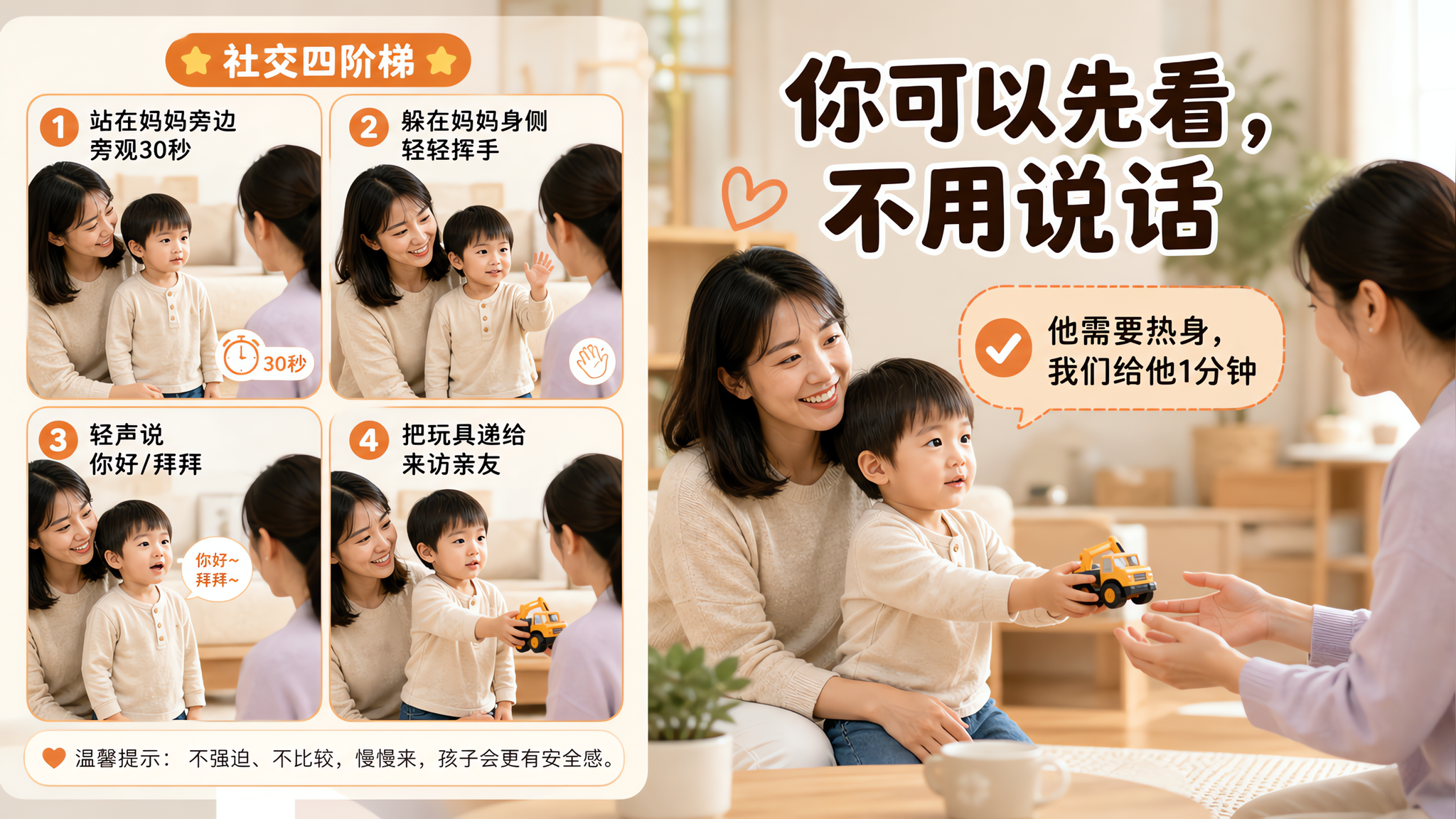孩子见人就躲别急着骂：4步低压破冰，不用逼他打招呼