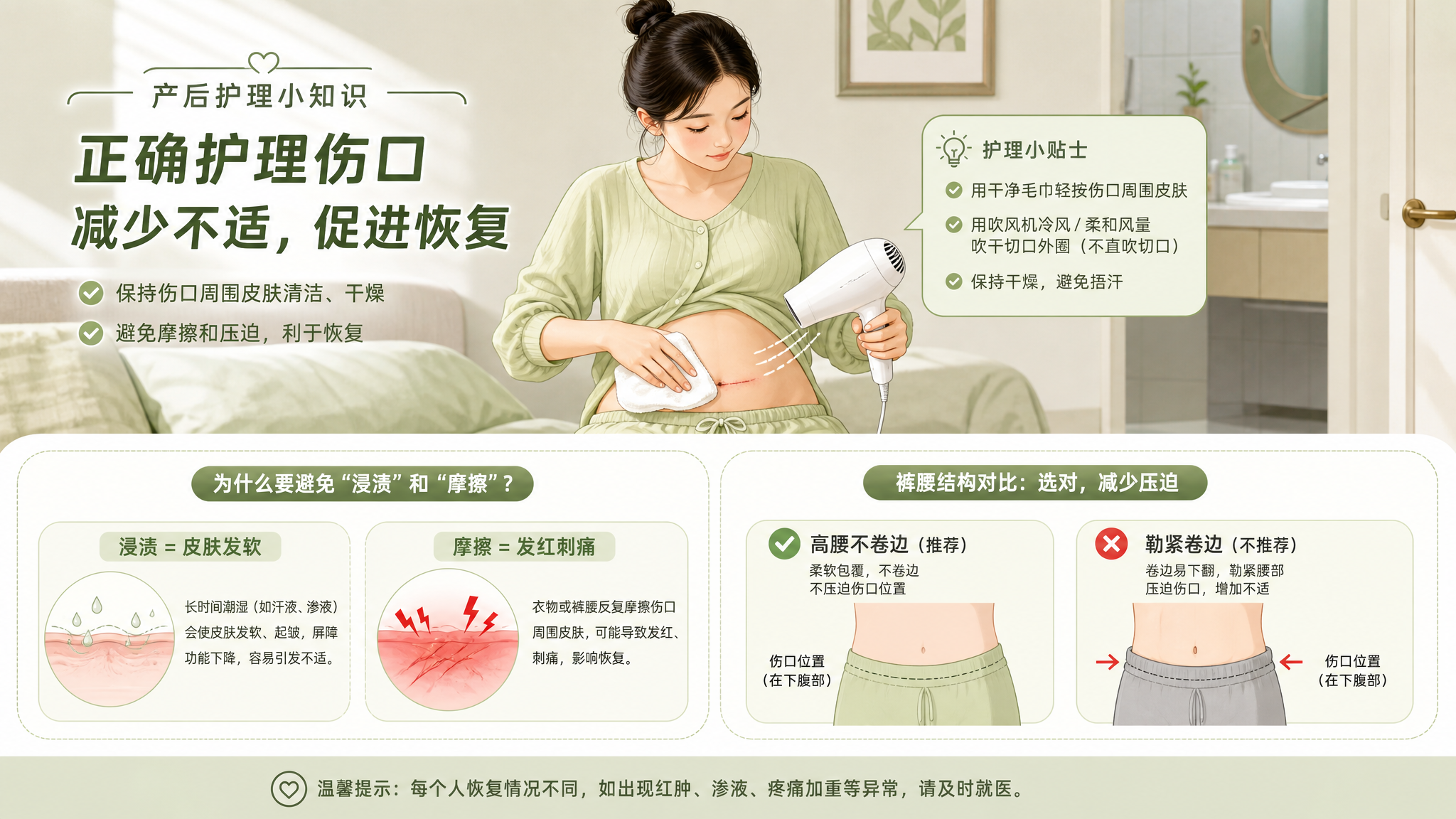 剖腹产切口周围又潮又痒？试试“干爽圈”四步法