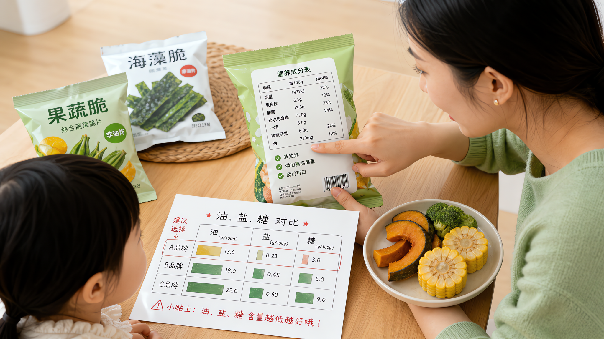 果蔬脆真是“蔬菜替代”？先看油盐糖这3行