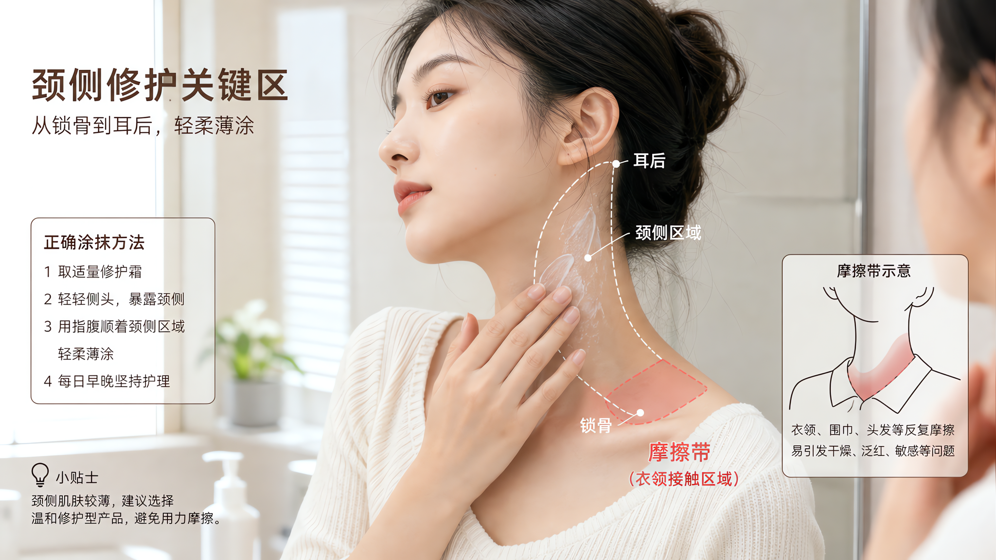 颈侧一蹭就红还刺痒？先修屏障再谈颈纹