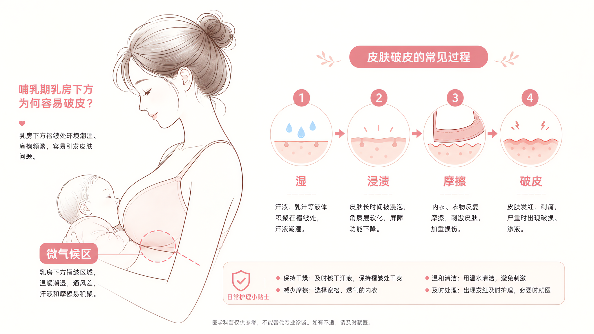 乳下褶皱红痒刺痛？多半不是乳腺炎，是湿热微气候