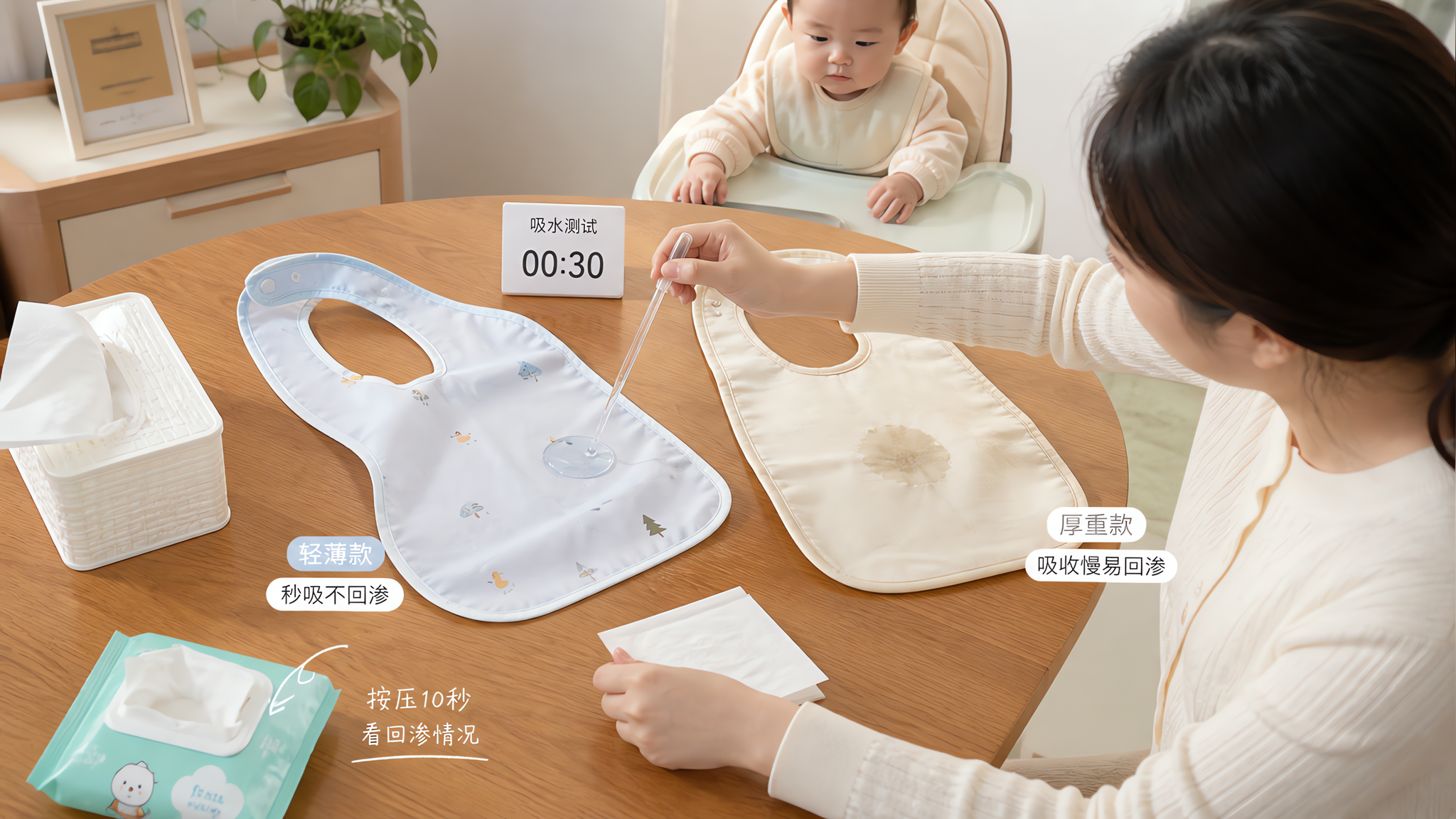 夏天围兜怎么选才不磨红？看懂吸水、回渗、速干3件事