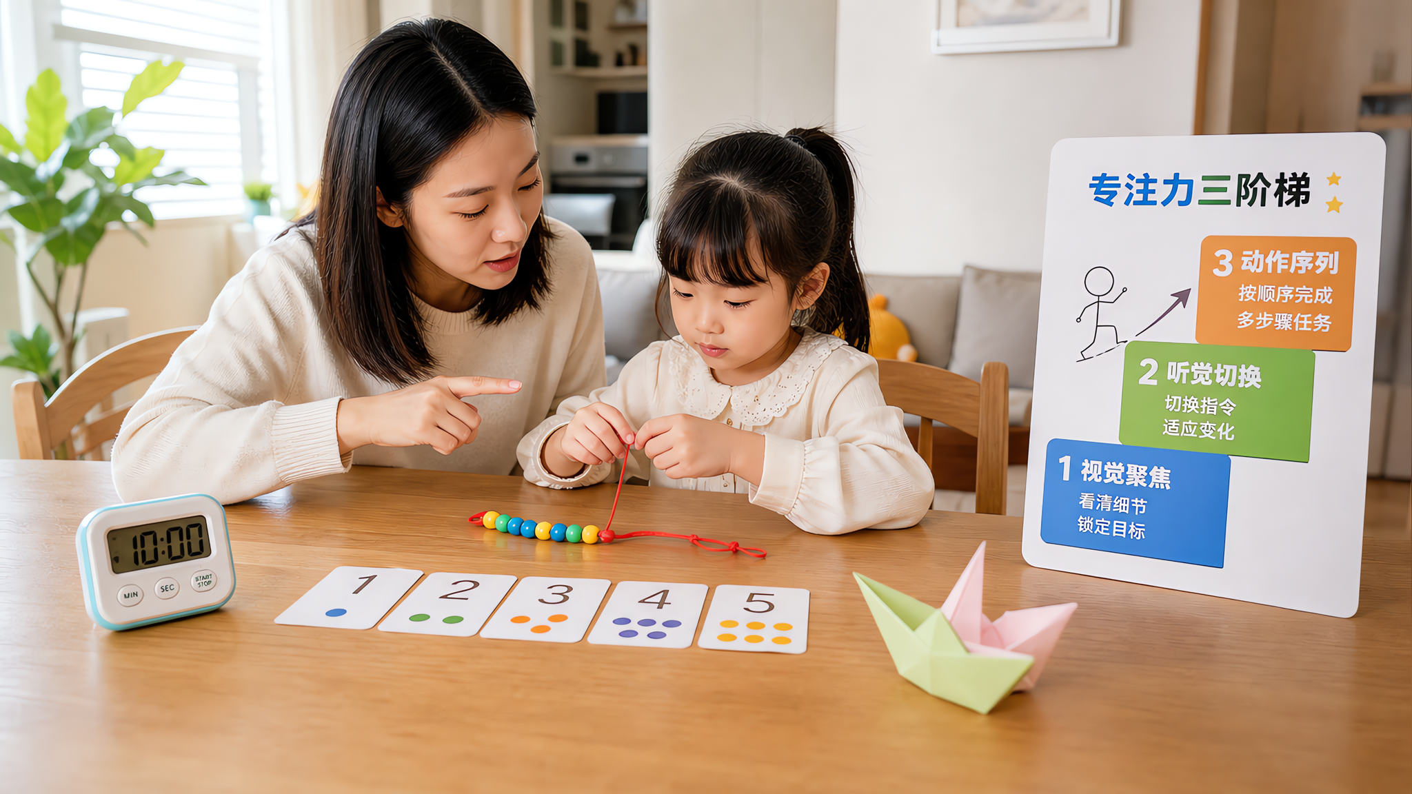 孩子做手工三分钟就跑神？用10分钟专注力三阶梯