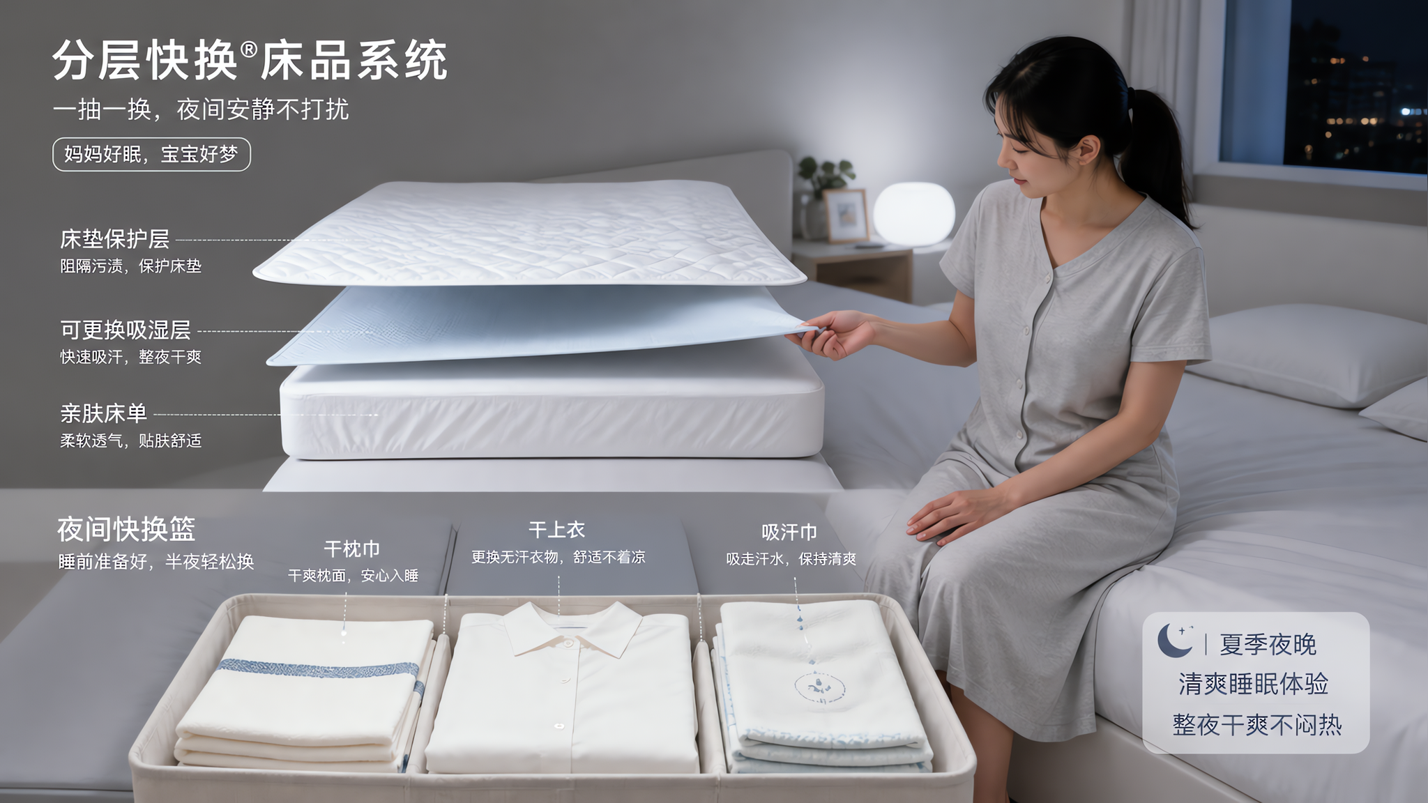 夜汗渗奶把你黏醒？把床铺改成可快换三层