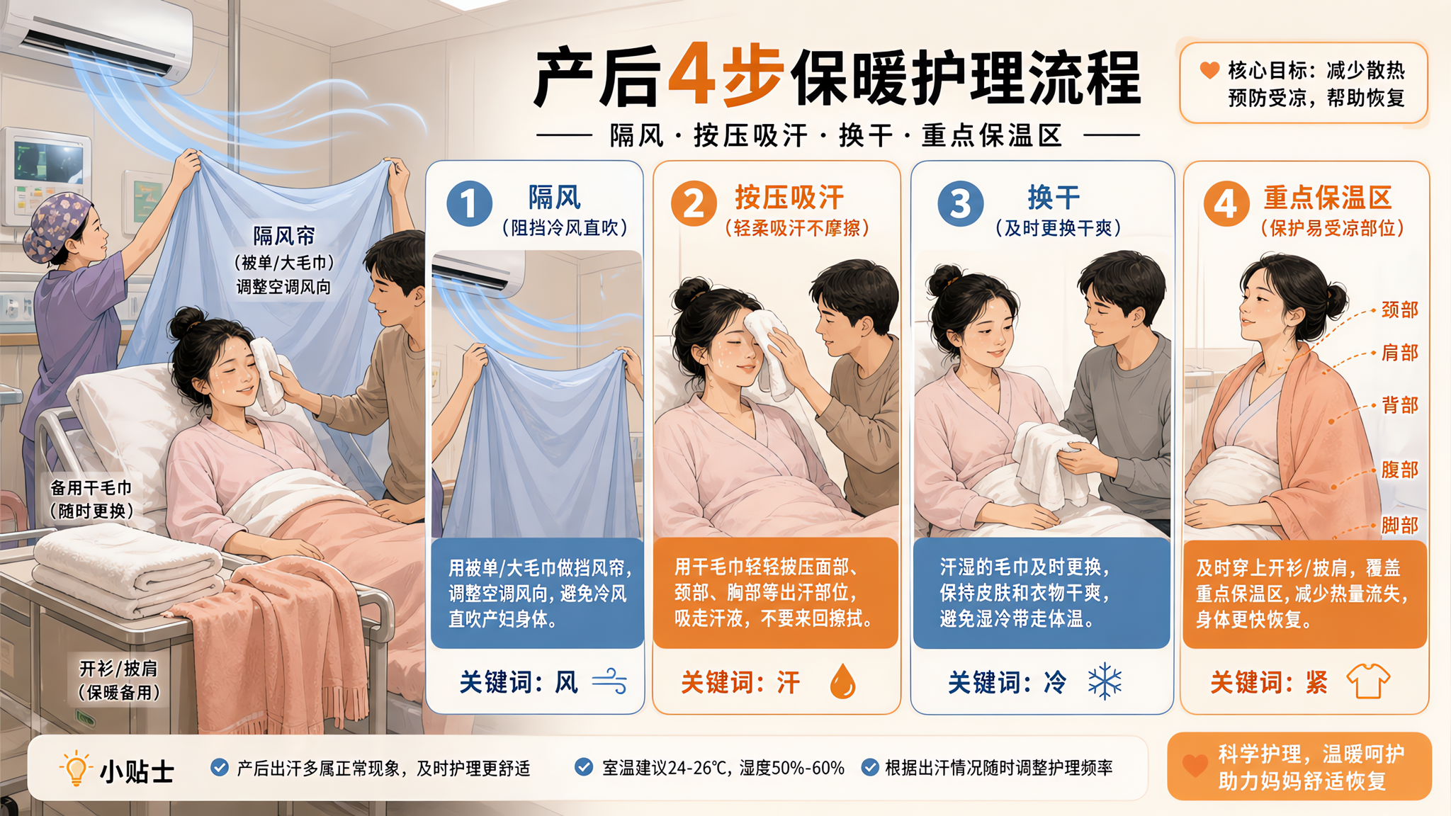 三伏天产房一吹就冷？3步床旁保温不卡产程