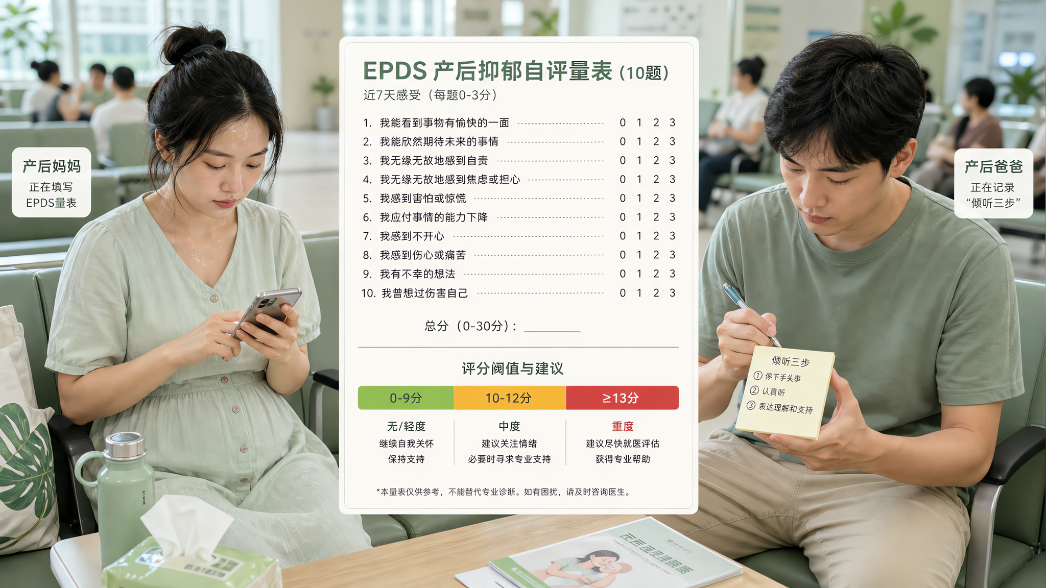 产后情绪别硬扛：EPDS 10题5分钟自测与就医线