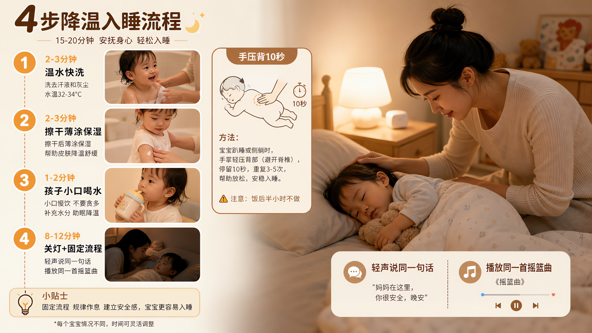 闷热夜1-2岁越哄越醒？用这套降温入睡4步