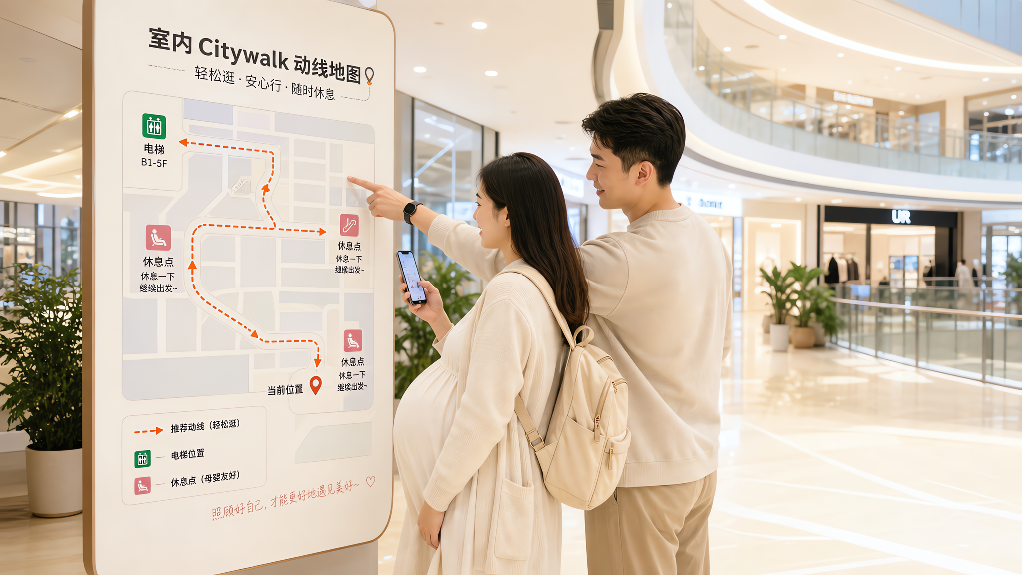 孕妈逛商场不累：电梯优先的室内Citywalk动线