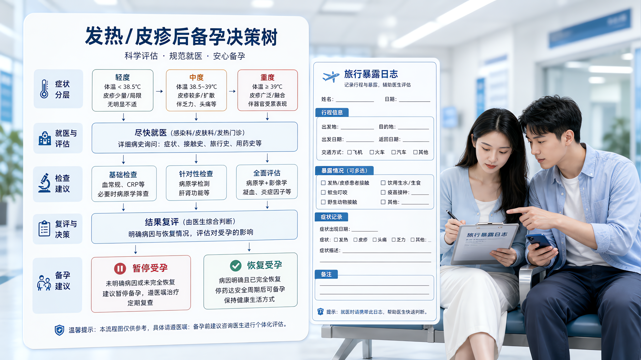 旅行后发热出疹还想备孕？先按这套流程排检查