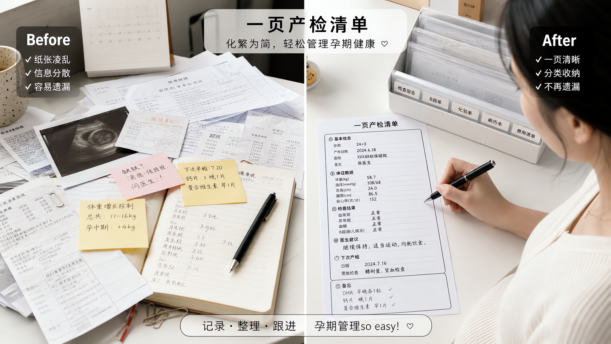 孕中期产检别再忘问：一页纸把问题和结果管住
