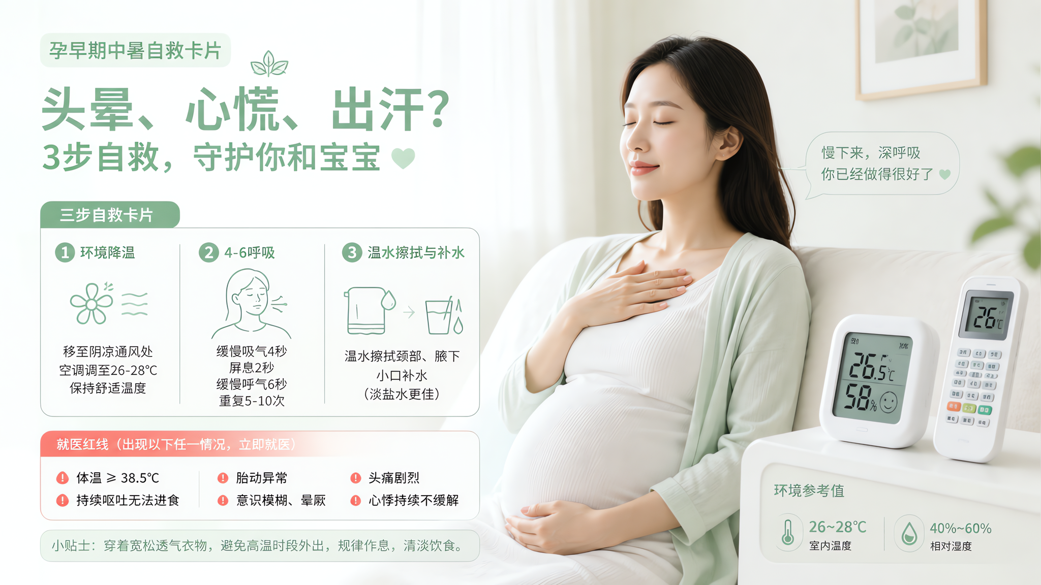 孕早期一进空调房就发烫心慌？先做这三步稳住