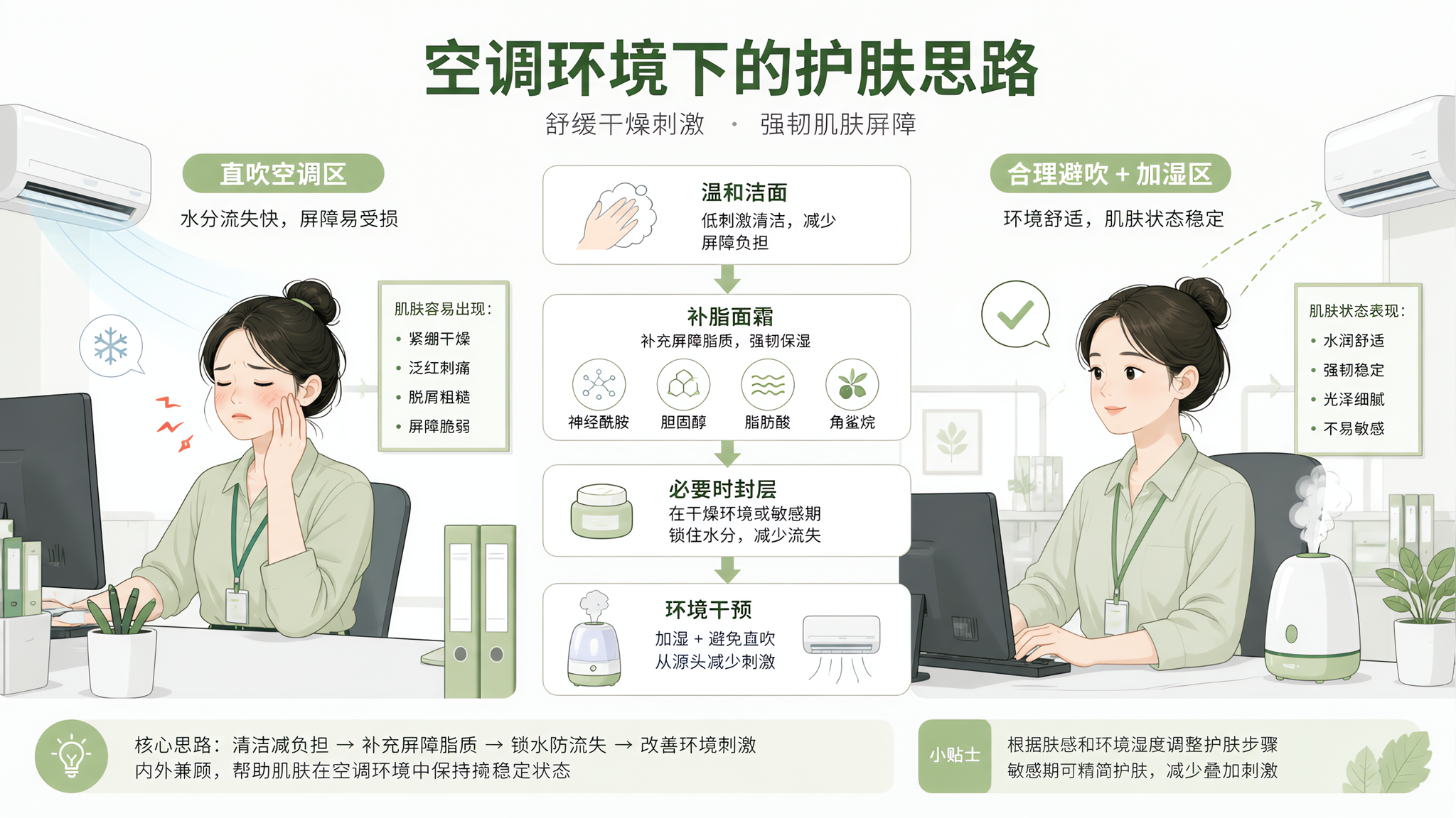 一吹空调就刺痛泛红？先别补水，补脂才是关键
