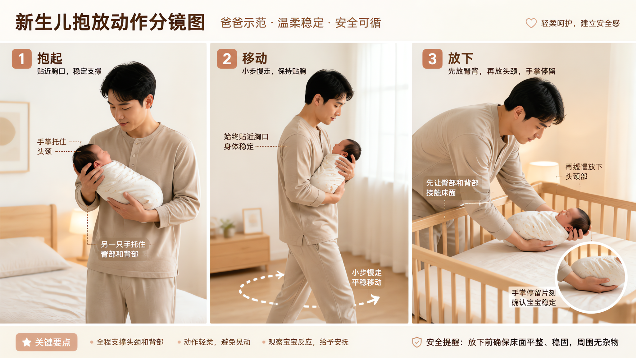 新生儿一放下就惊跳？用这套抱放SOP稳住