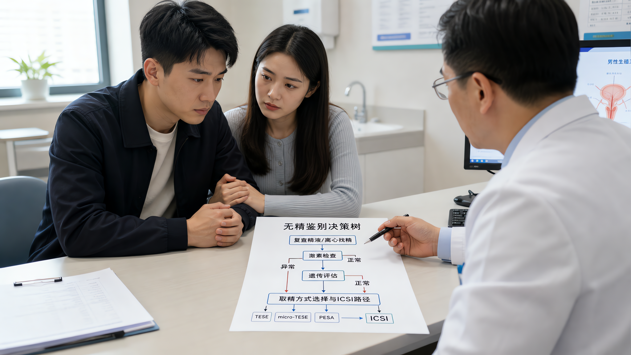 收到“未见精子”报告后先做这4步：复查、激素、遗传、取精路径