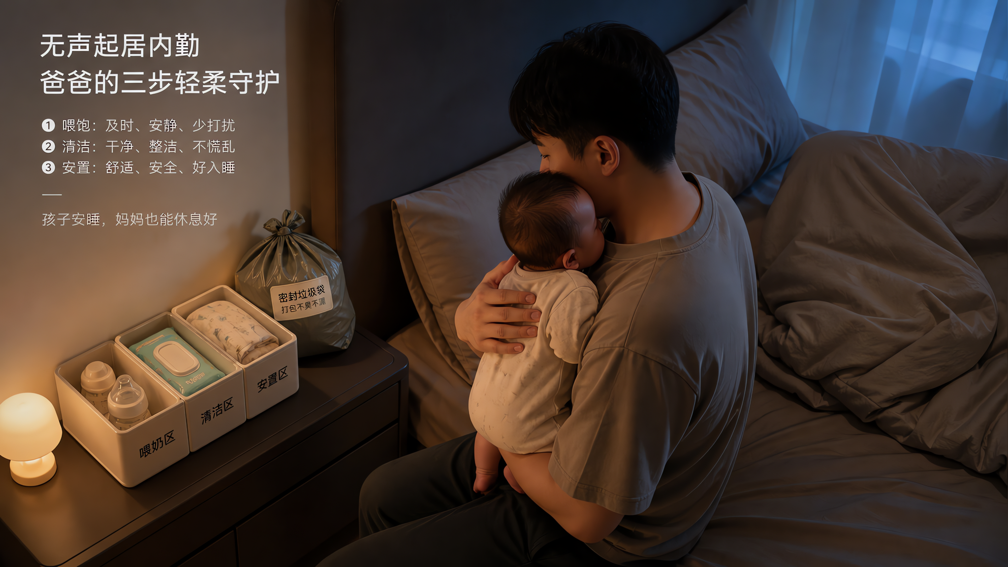 产后夜醒别问“还好吗”：爸爸三步让她少醒一次