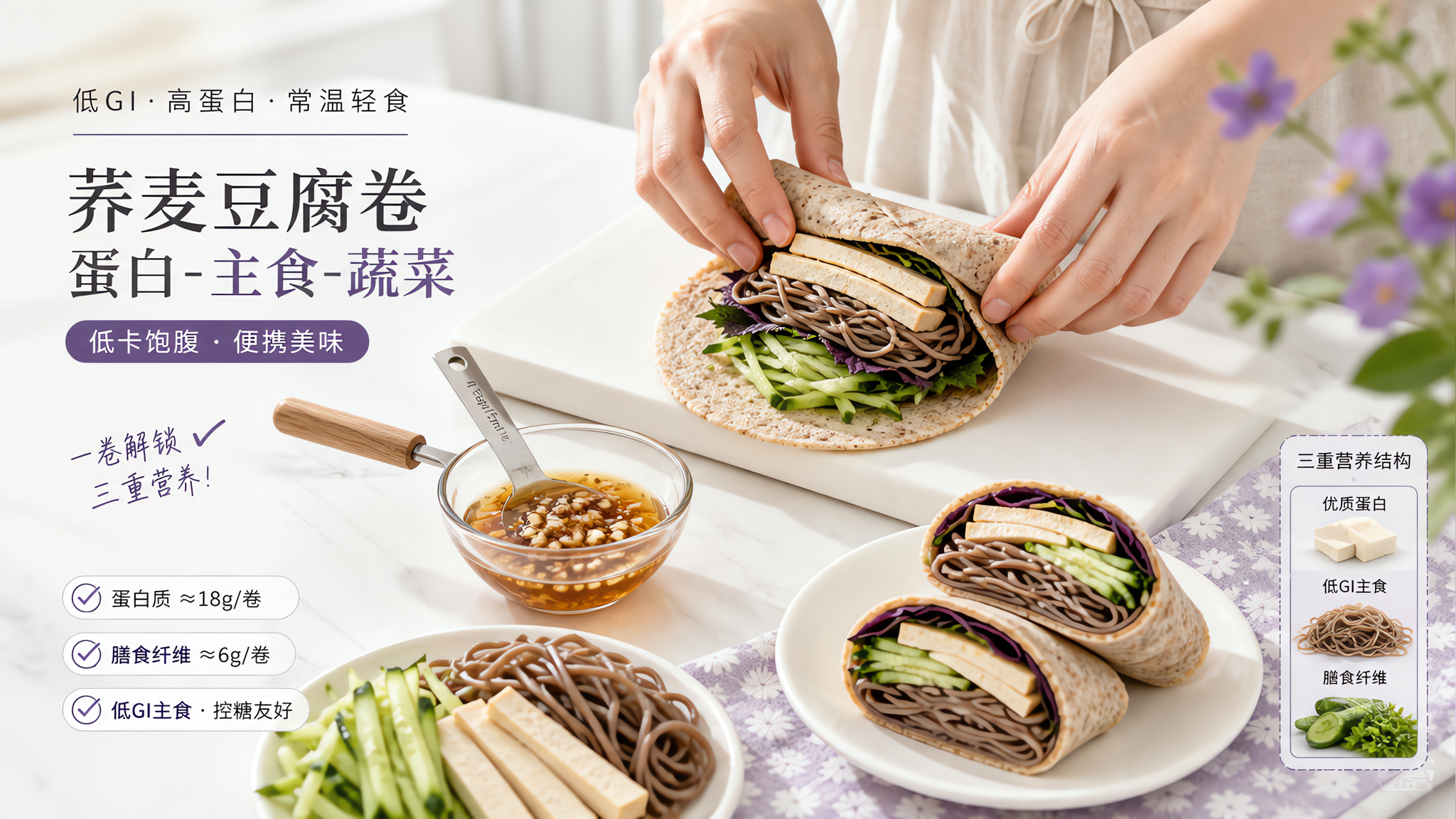 天热没胃口还血糖乱跳？试试这份常温醋汁荞麦豆腐卷