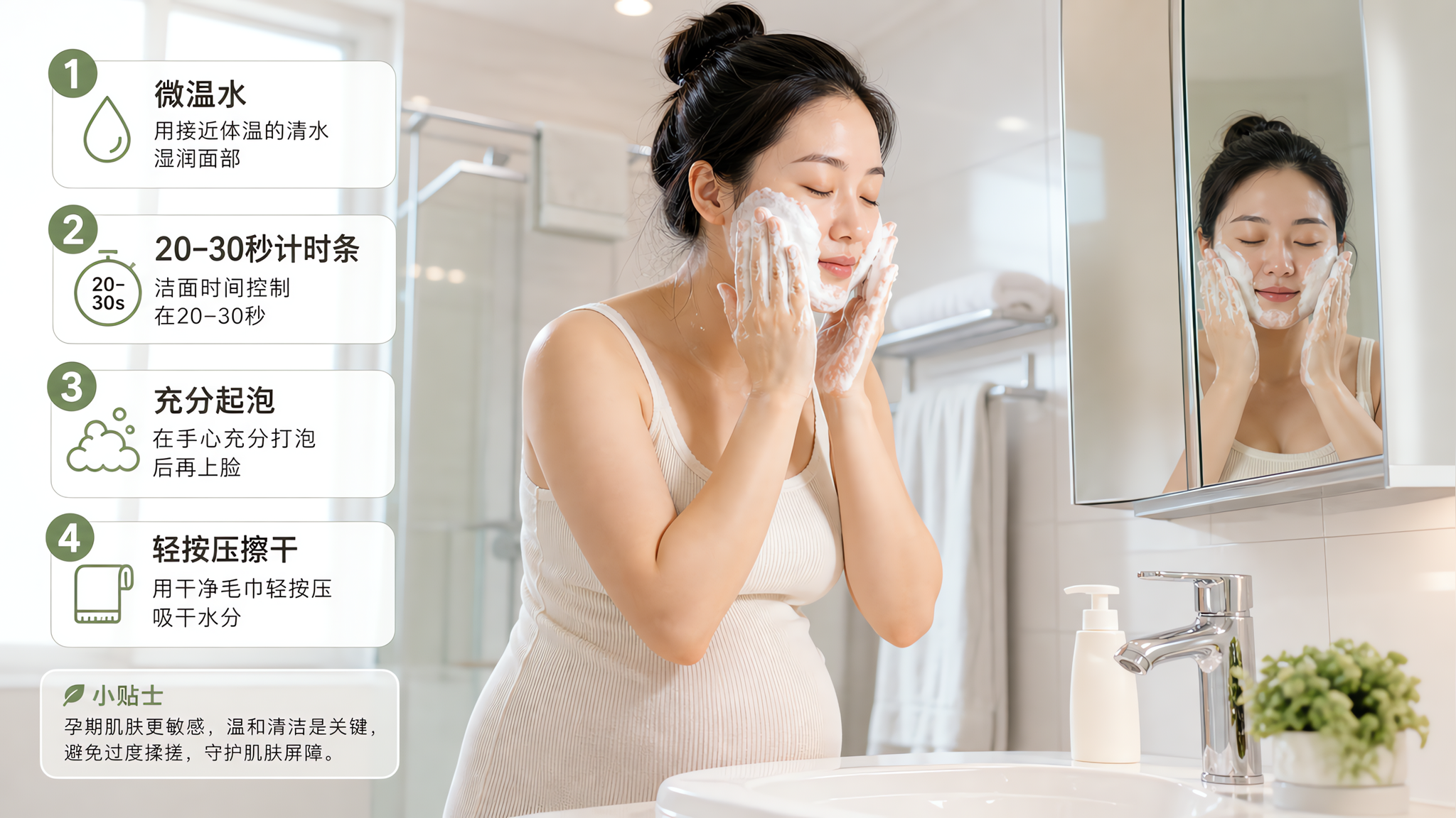 孕期越洗越黏越洗越痒？多半是洁面4步错了
