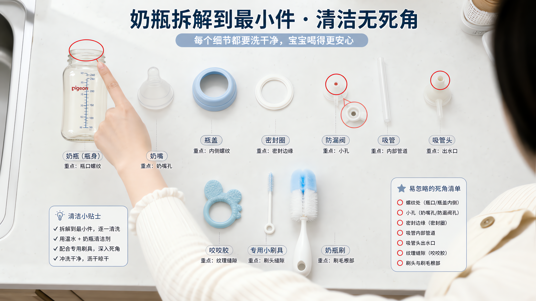奶瓶每天洗还是有味？8个喂养器具死角照着清