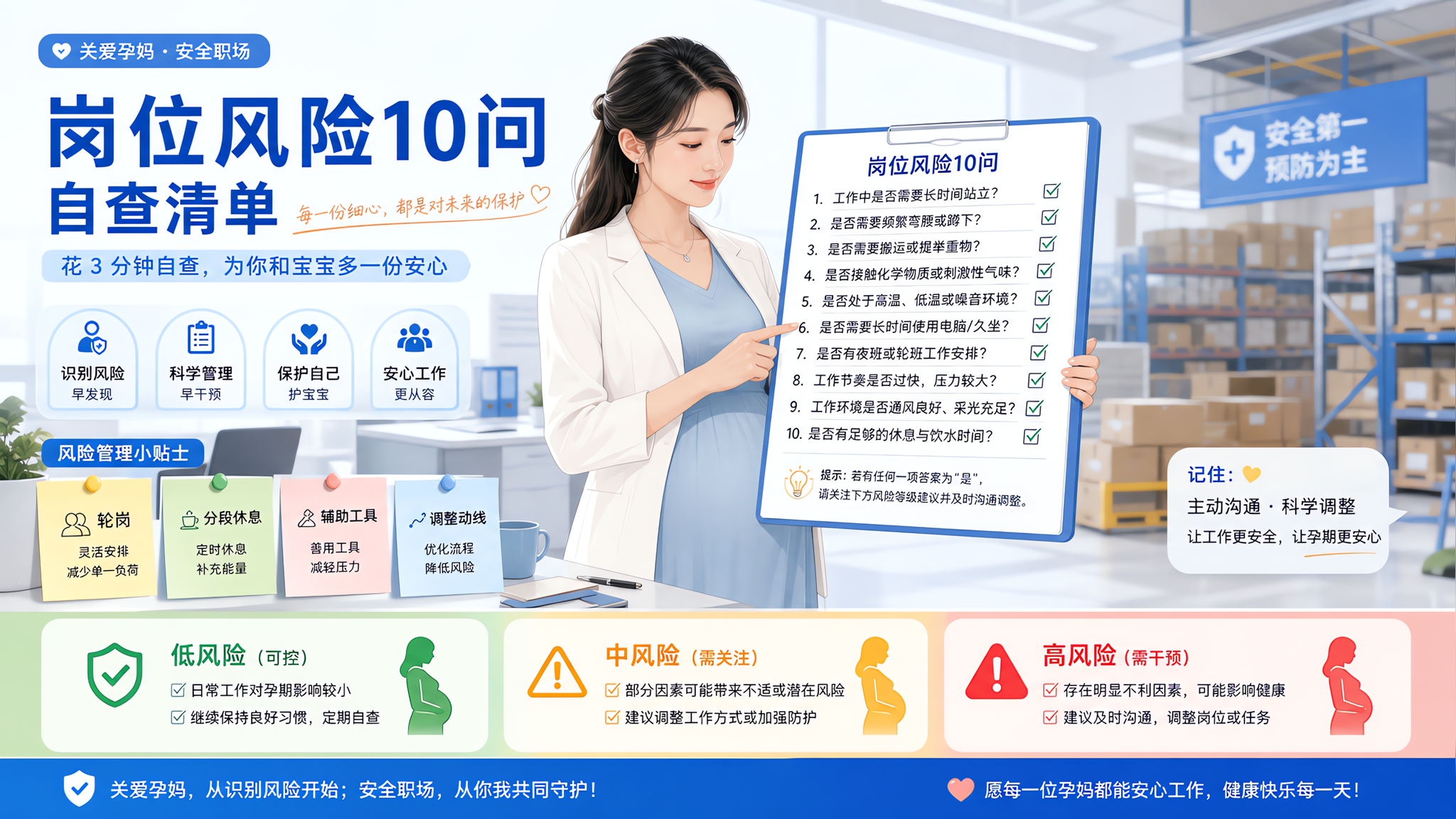 孕期一线岗别硬扛：10问自查风险点和调岗说法