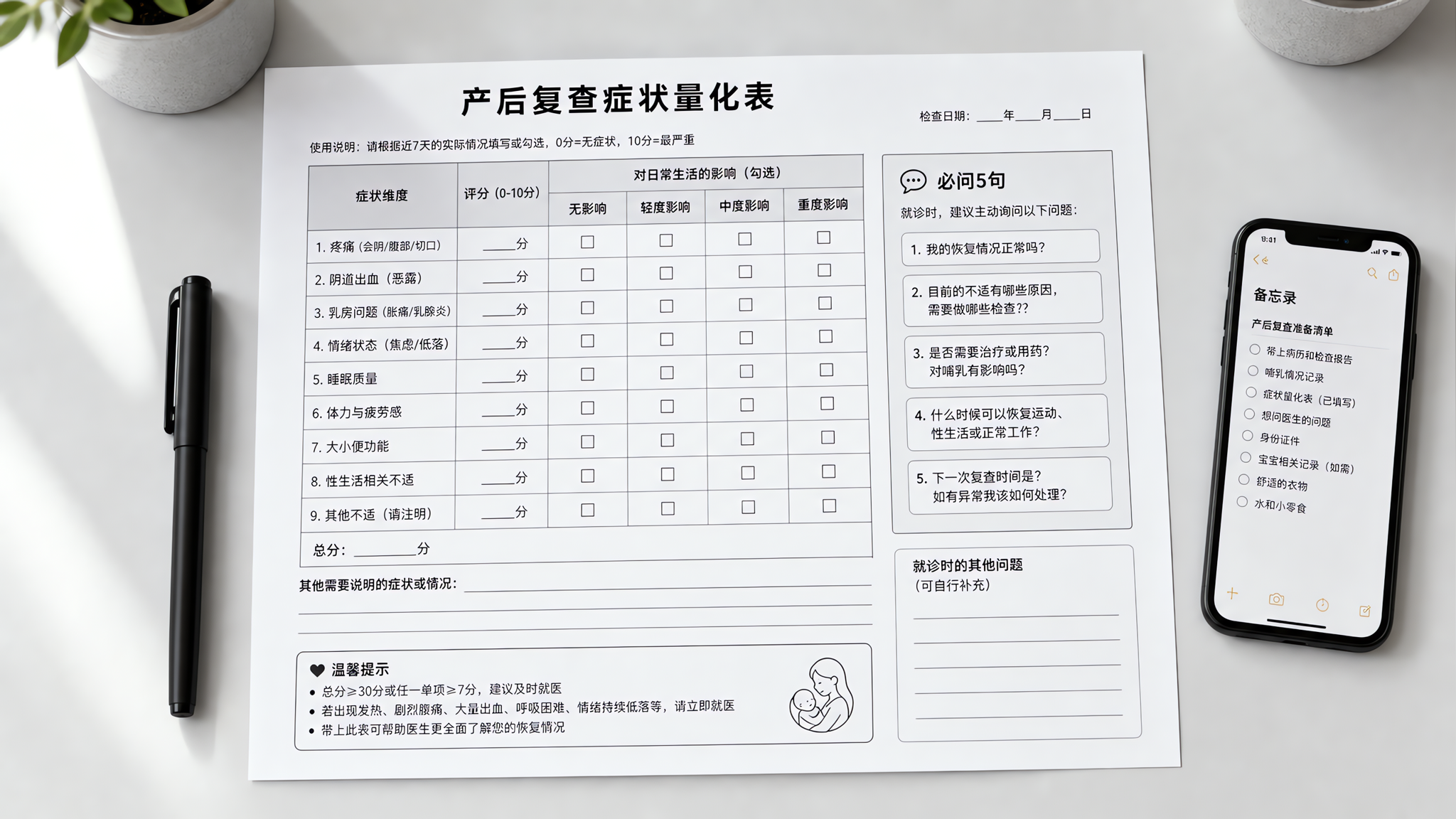 产后复查别再被带节奏：一张量化表+必问5句就够了