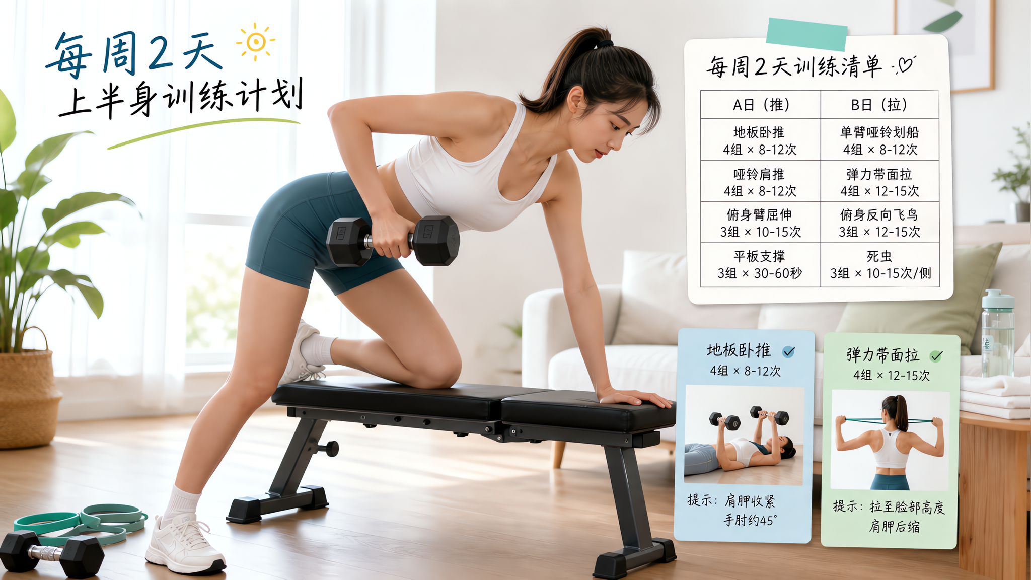 体重降了上身却更没精神？每周2天练回支撑感