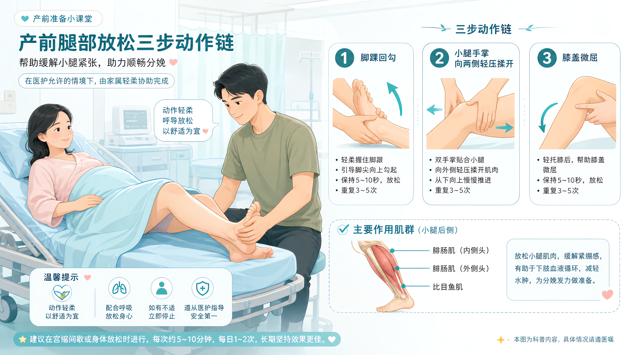 待产时腿抽筋别硬扛：床上三步解痉稳住节奏