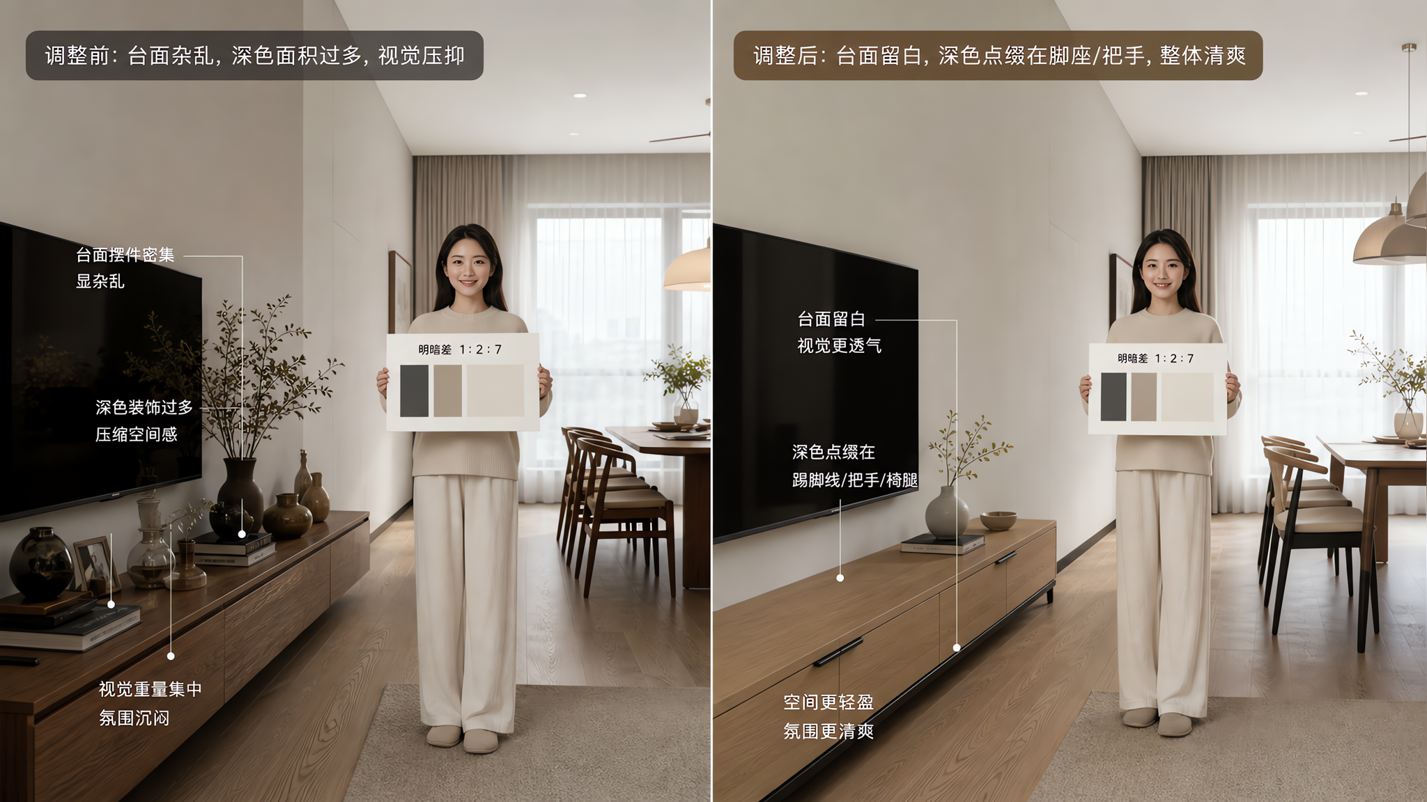 雨天家里显旧别急着擦：用1:2:7明暗差立刻显干净