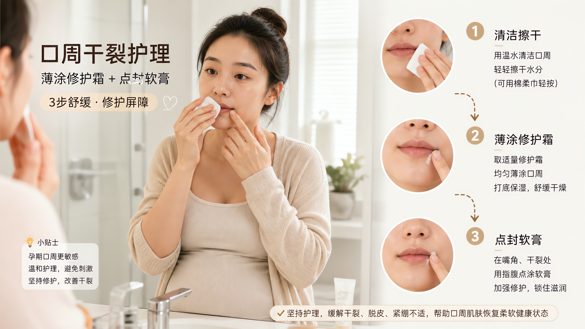 口周总干裂起小疹？照这4步把屏障养回来