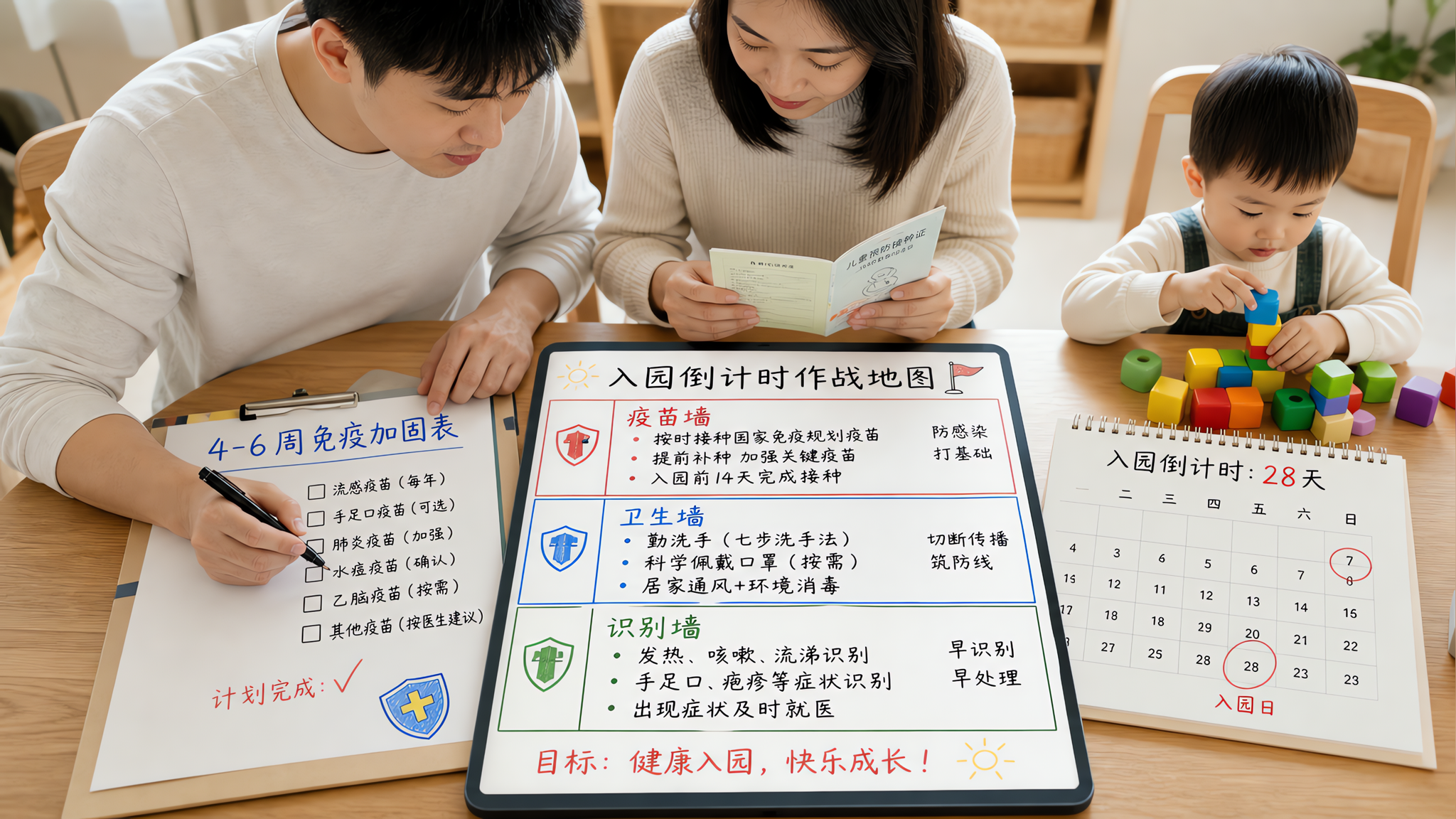 入园前倒推6周：1-3岁免疫加固三道墙