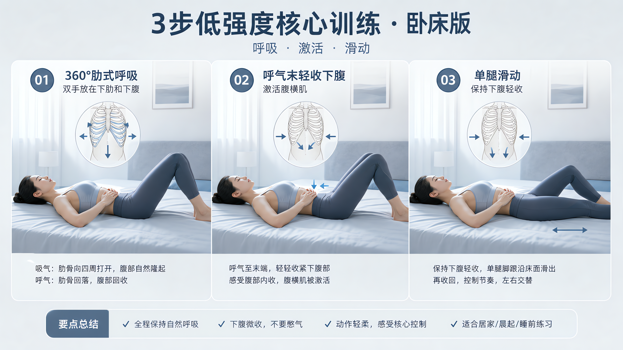 不用“骨盆闭合”噱头：床上3步点亮腹横肌