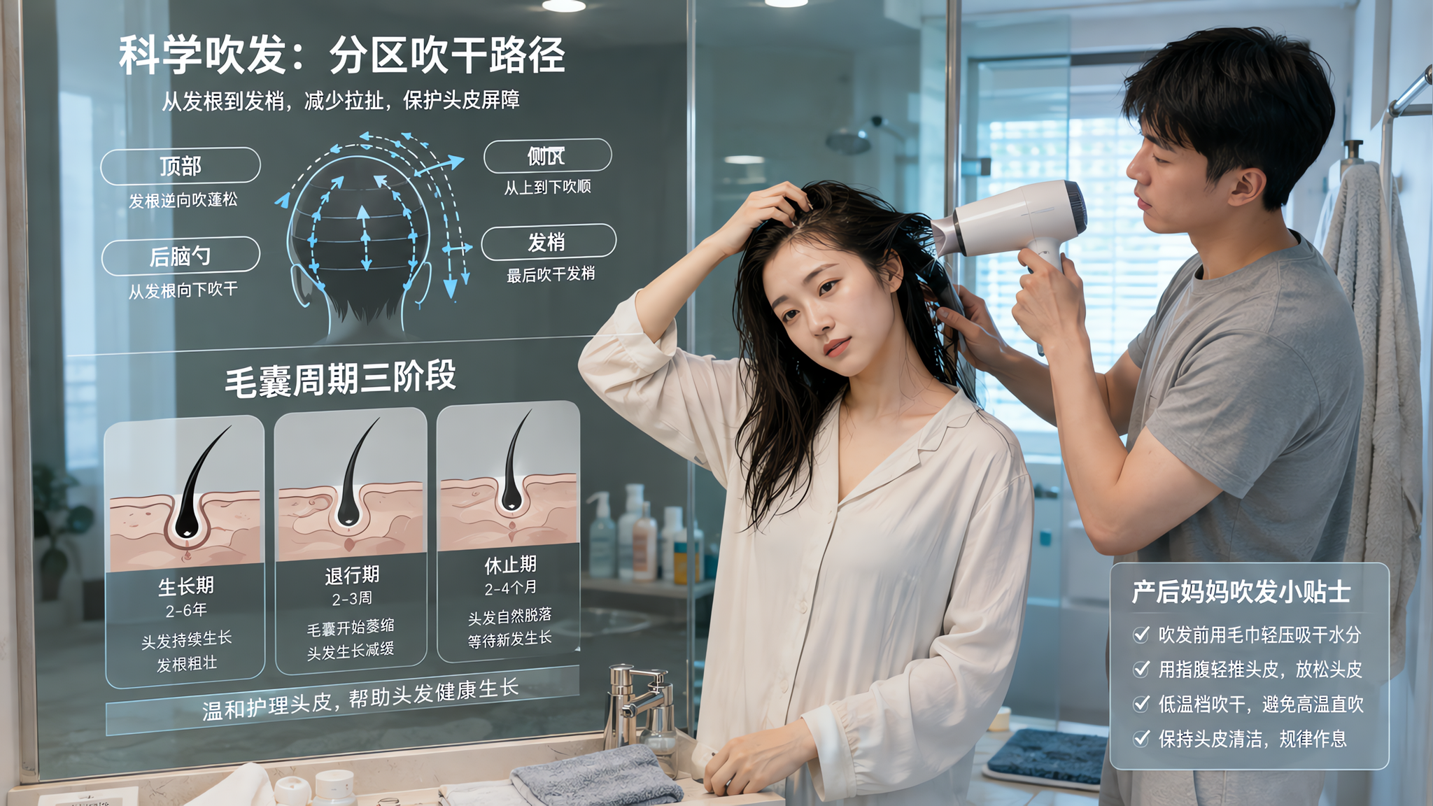 产后掉发别怪洗头：6月闷热这样洗吹更清爽