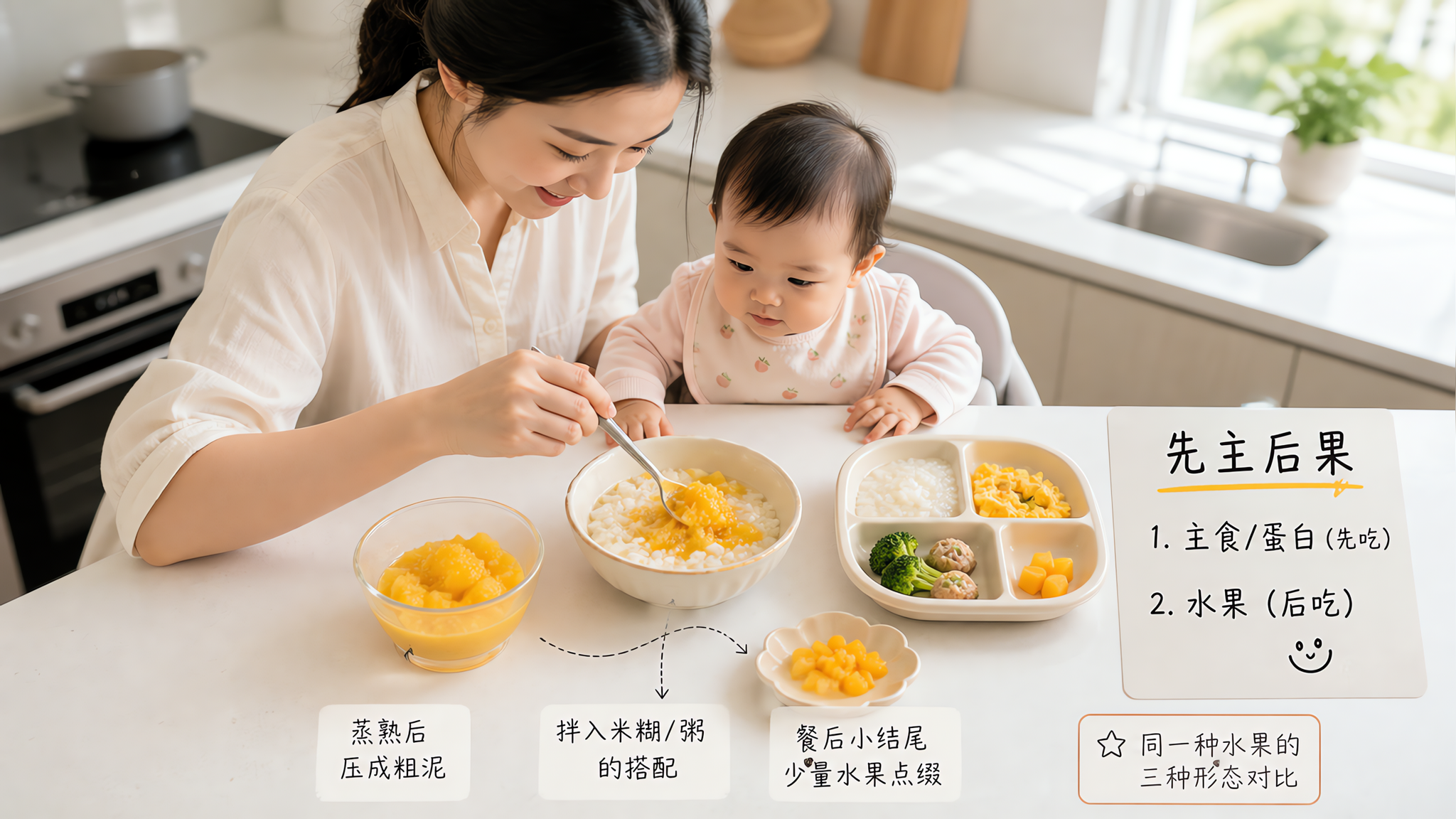 7-12个月水果别顶餐：熟软形态+出场节奏更关键
