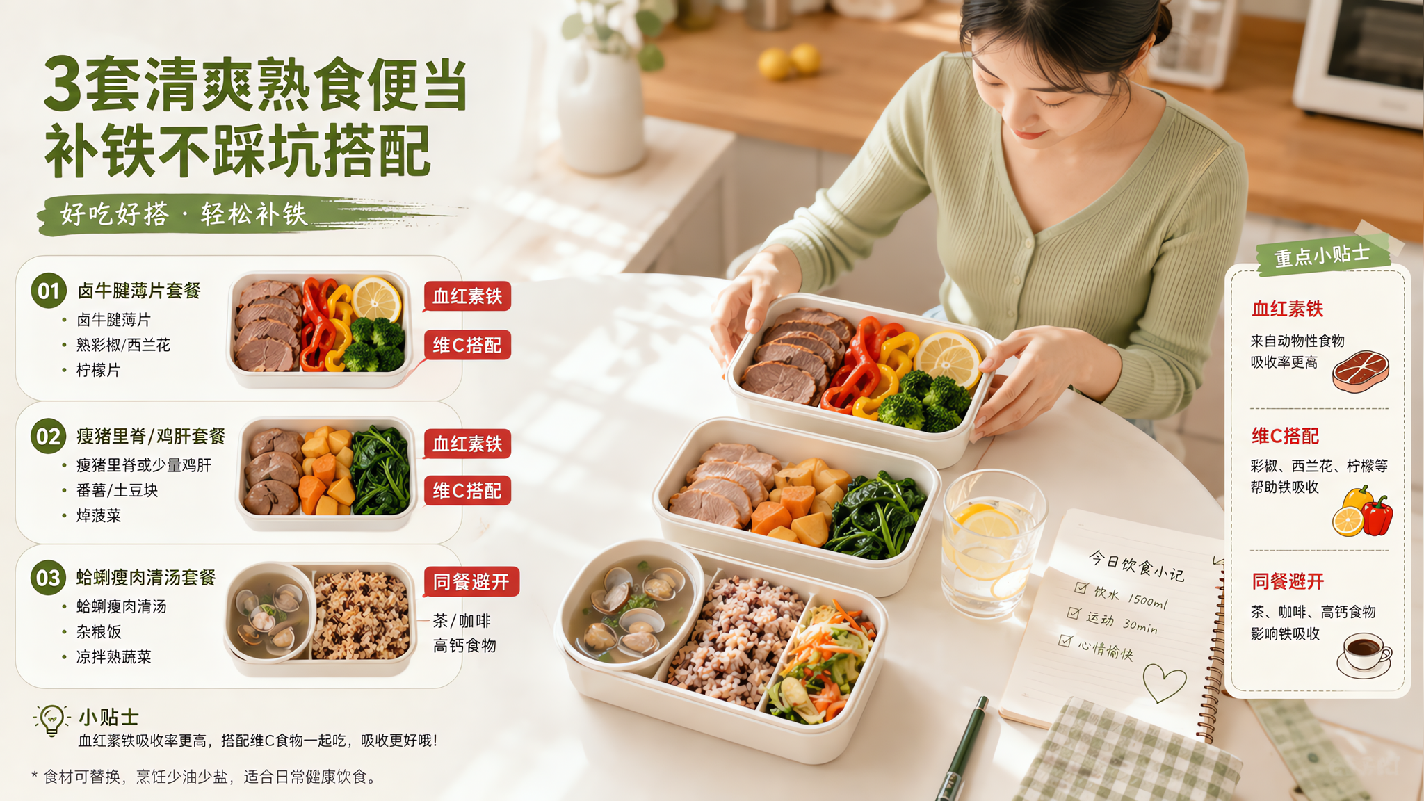 天热没胃口也能补铁：3套清爽熟食+吸收加成表