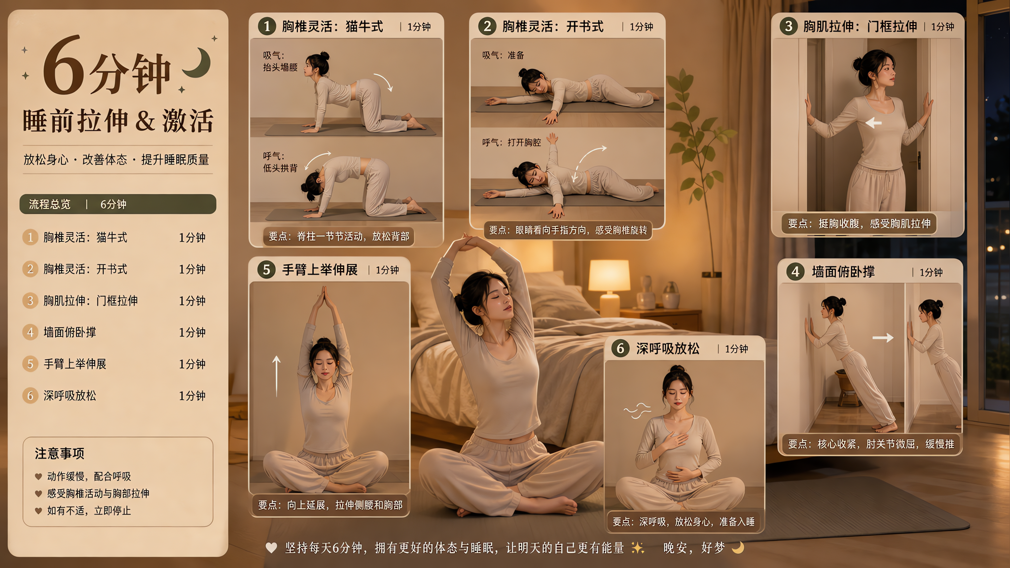 睡前6分钟：松开胸口紧和含胸圆肩