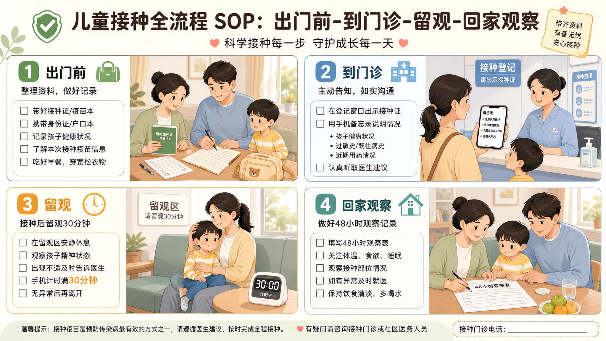 3-6岁打疫苗别慌：出门前到回家4步SOP清单