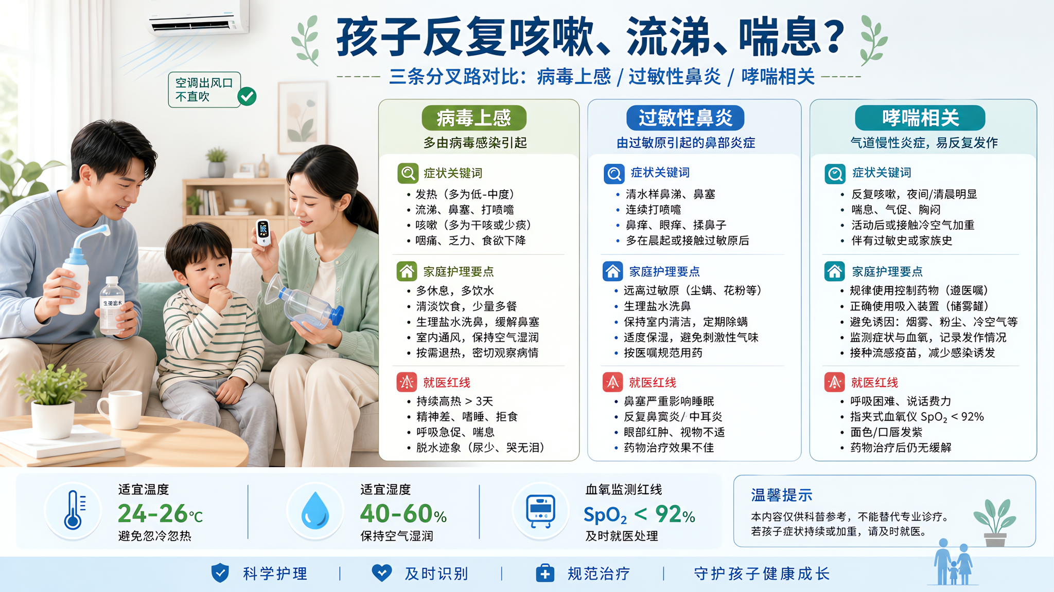 孩子夜咳别急挂水：3步分清感冒过敏哮喘