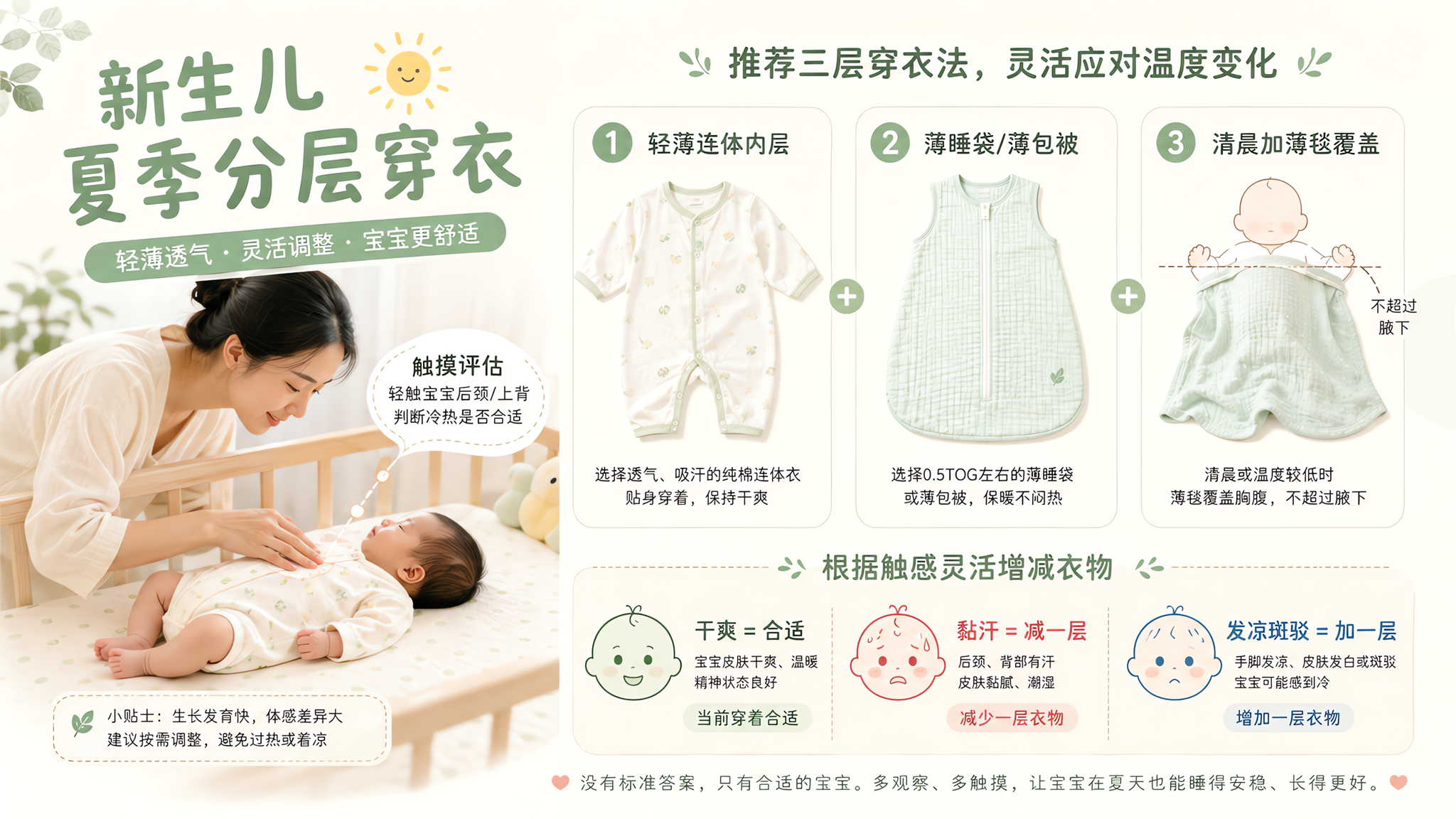 新生儿到底穿几层？别看手脚，摸后颈就够了