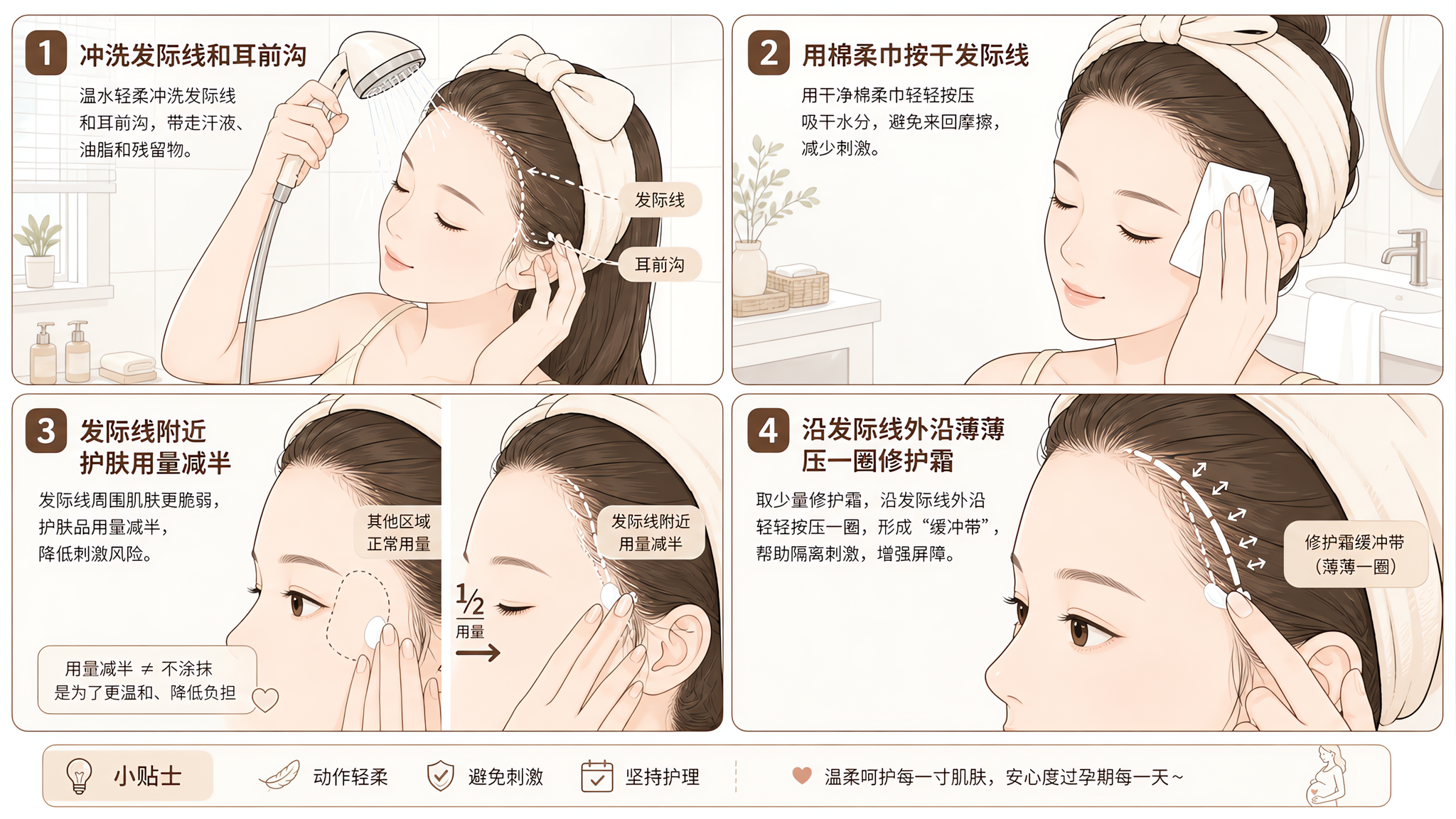 发际线小疙瘩反复？四步清残留+护边界