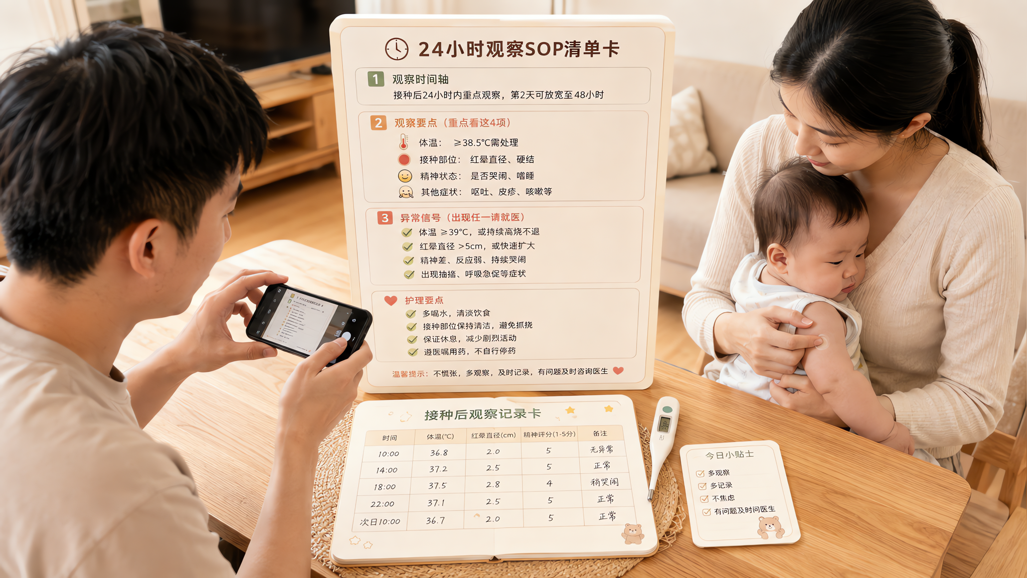 接种后24小时怎么观察？照这张时间表做就够了